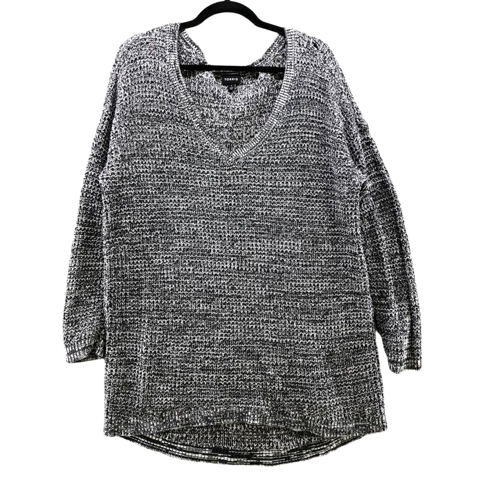 Torrid Torrid Gray Knit V-Neck Sweater Tunic Top Womens 1X Cotton Blend Pullover Long Sleeve Casual 1X Womens Sweater Gray Knit V-Neck Torrid Size XL / US 12-14 / IT 48-50 - 2 Thumbnail