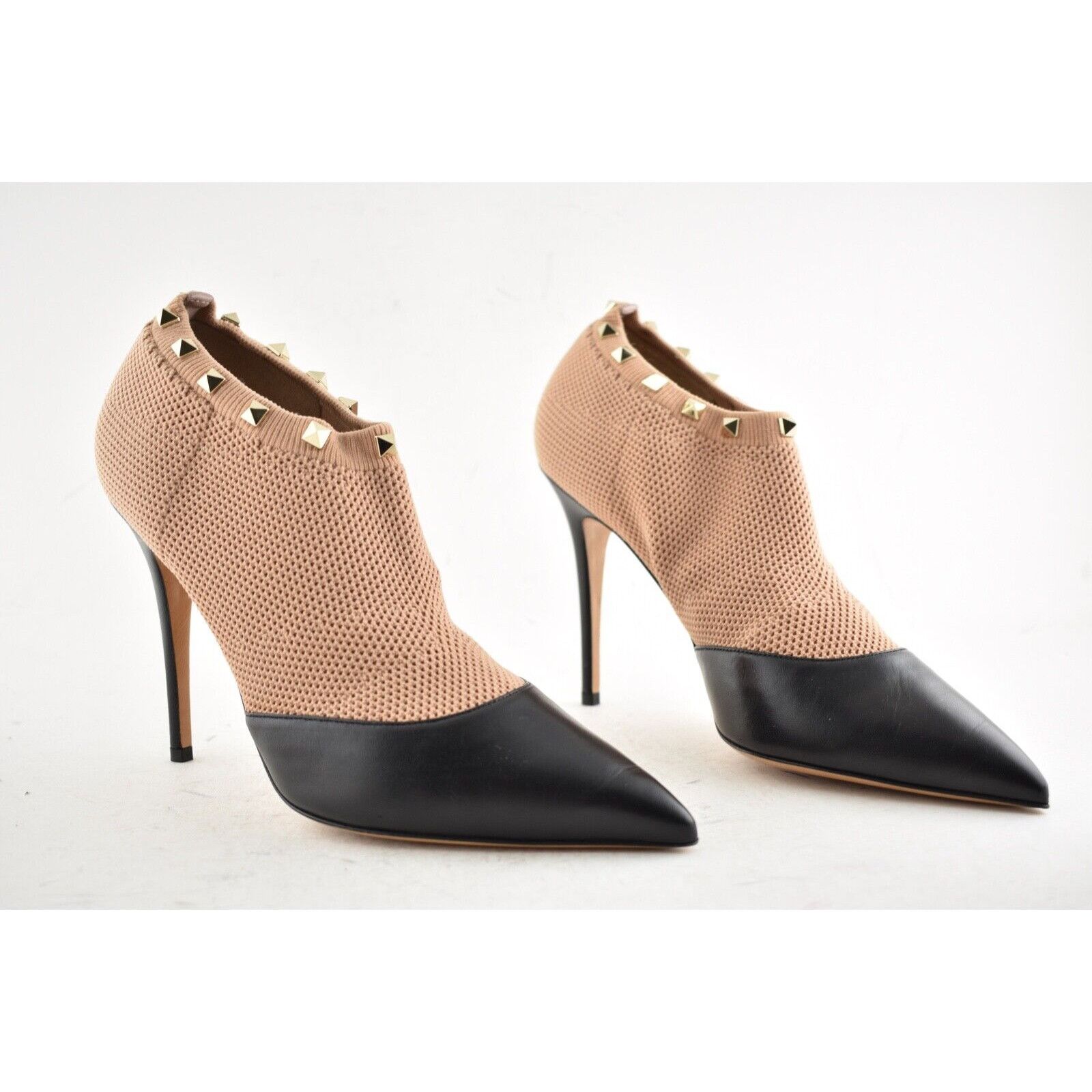 Valentino Valentino Rockstud Black Leather Nude Sock Stud Heel Short Size US 11 / IT 41 - 4 Thumbnail