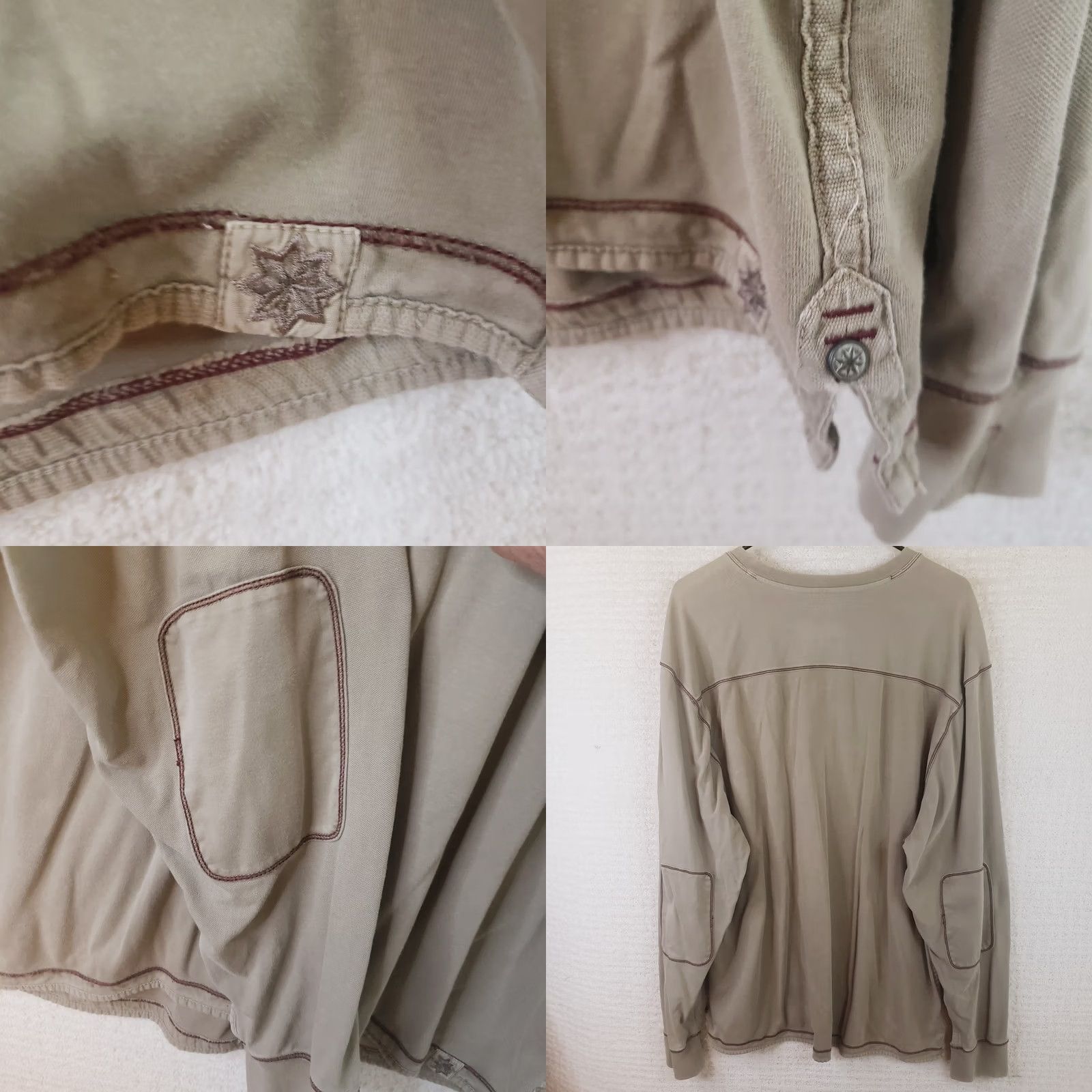 Vintage VINTAGE Thaddeus V-Neck Pullover Shirt Long Sleeve 2XL Beige Logo Knit Cotton Men Pullover Sports Kw 90s Size US XXL / EU 58 / 5 - 8 Thumbnail