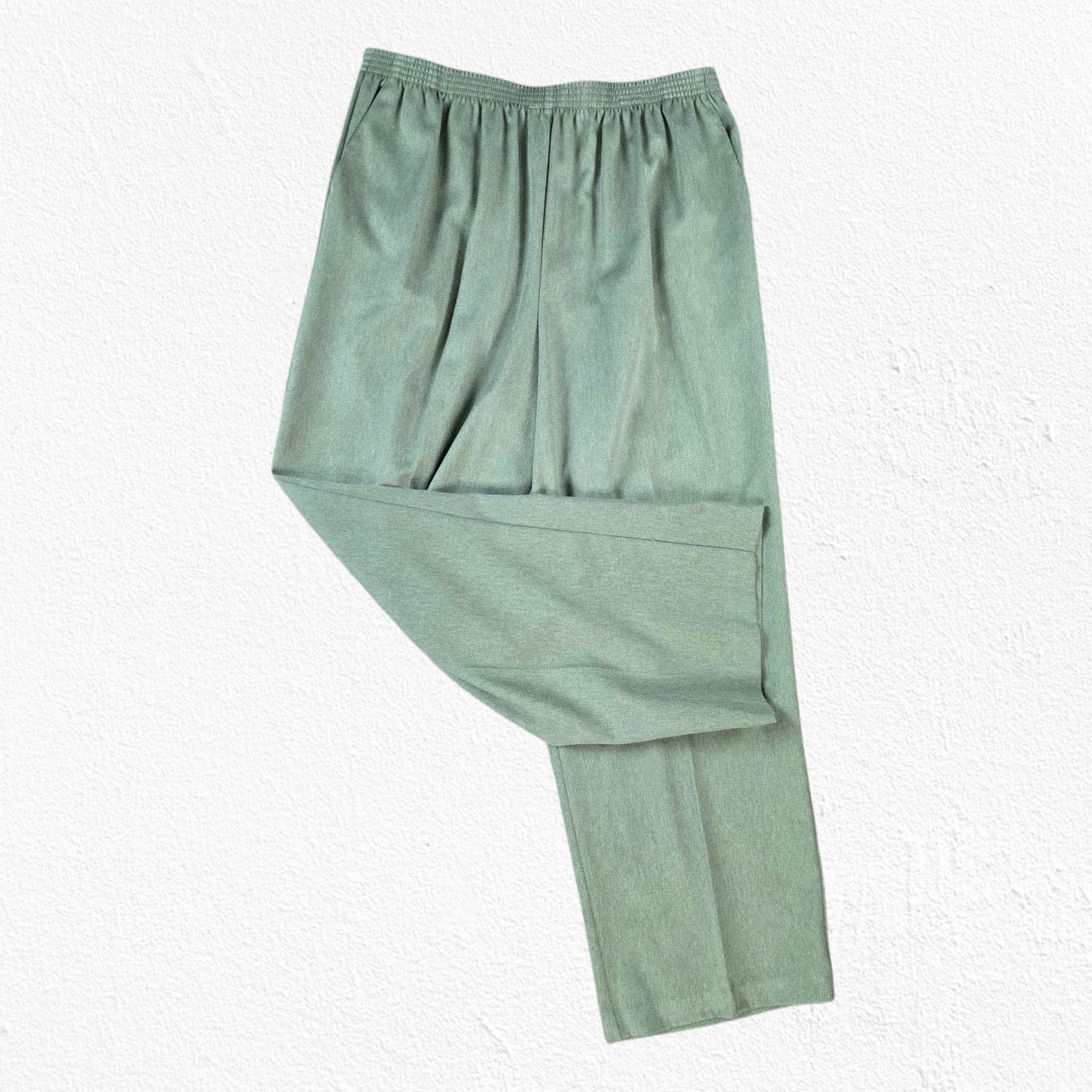 Other 90s Y2K Sage Green Elastic Waist Pants Size 14 Size 36" / US 14 / IT 50 - 1 Thumbnail