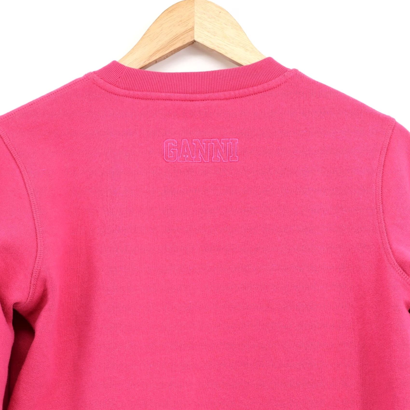 Ganni Ganni Women's Crew Neck Sweatshirt XS Pink Logo Embroidered Back Oversized All Seasons Casual Pullover Size XS / US 0-2 / IT 36-38 - 4 Thumbnail