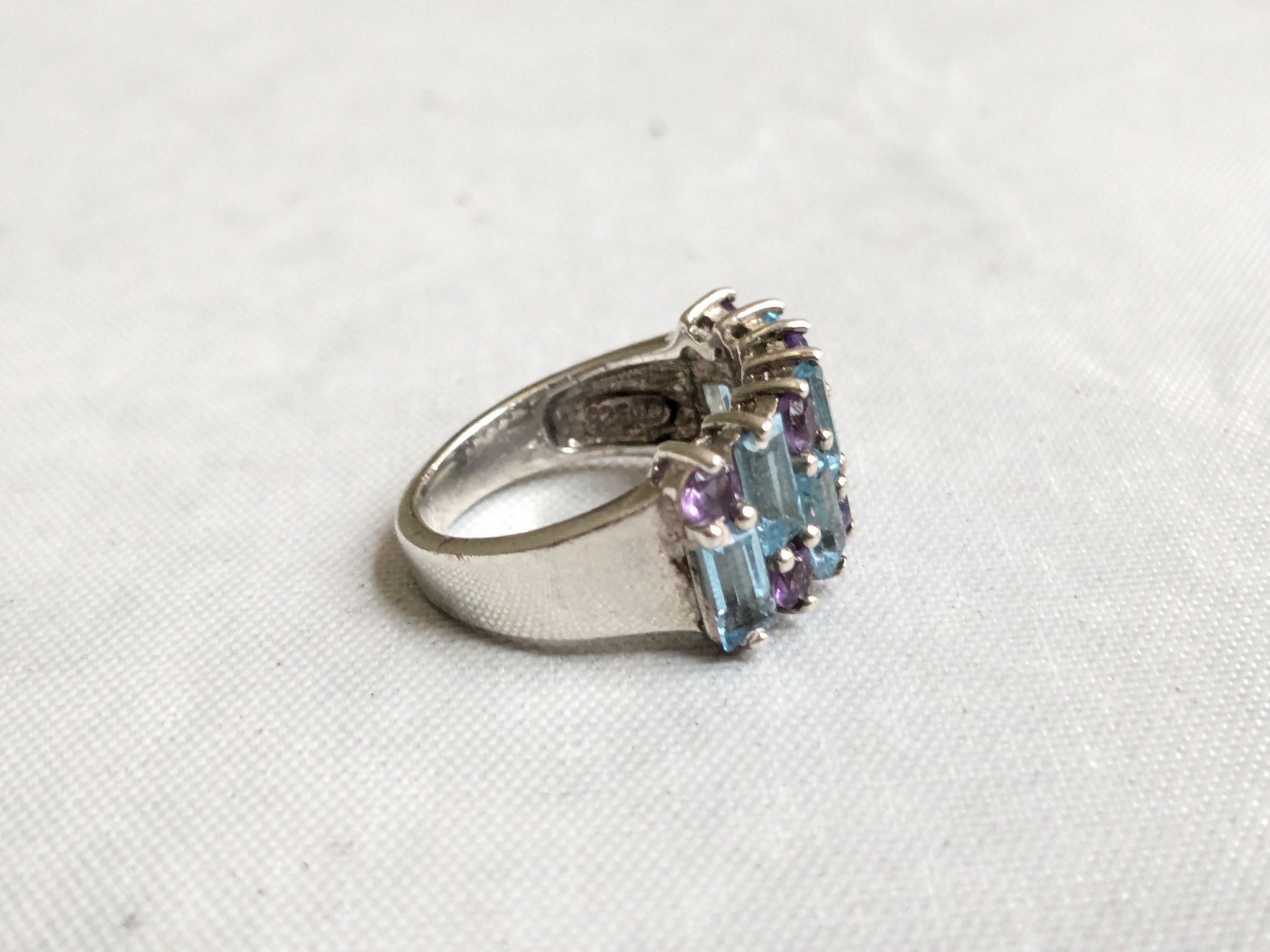 Jewelry Sterling Silver Ring Blue Topaz Amethyst Size 6 Size ONE SIZE - 7 Thumbnail