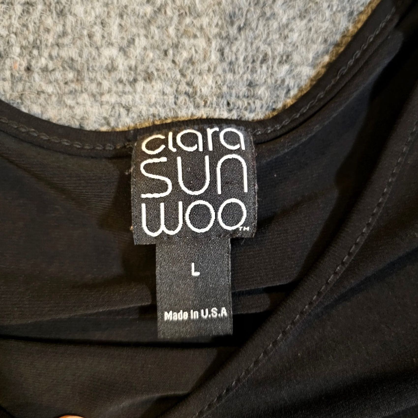 Vintage Clara Sun Woo Top Tunic Women Large Black Asymmetrical Open Knit Sleeves Casual Pattern: Solid Size L / US 10 / IT 46 - 4 Thumbnail
