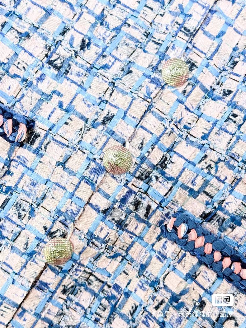 Chanel Chanel Pin blue mosaic woven four-pocket long-sleeved twee Size XXS / US 00 / IT 34 - 4 Thumbnail