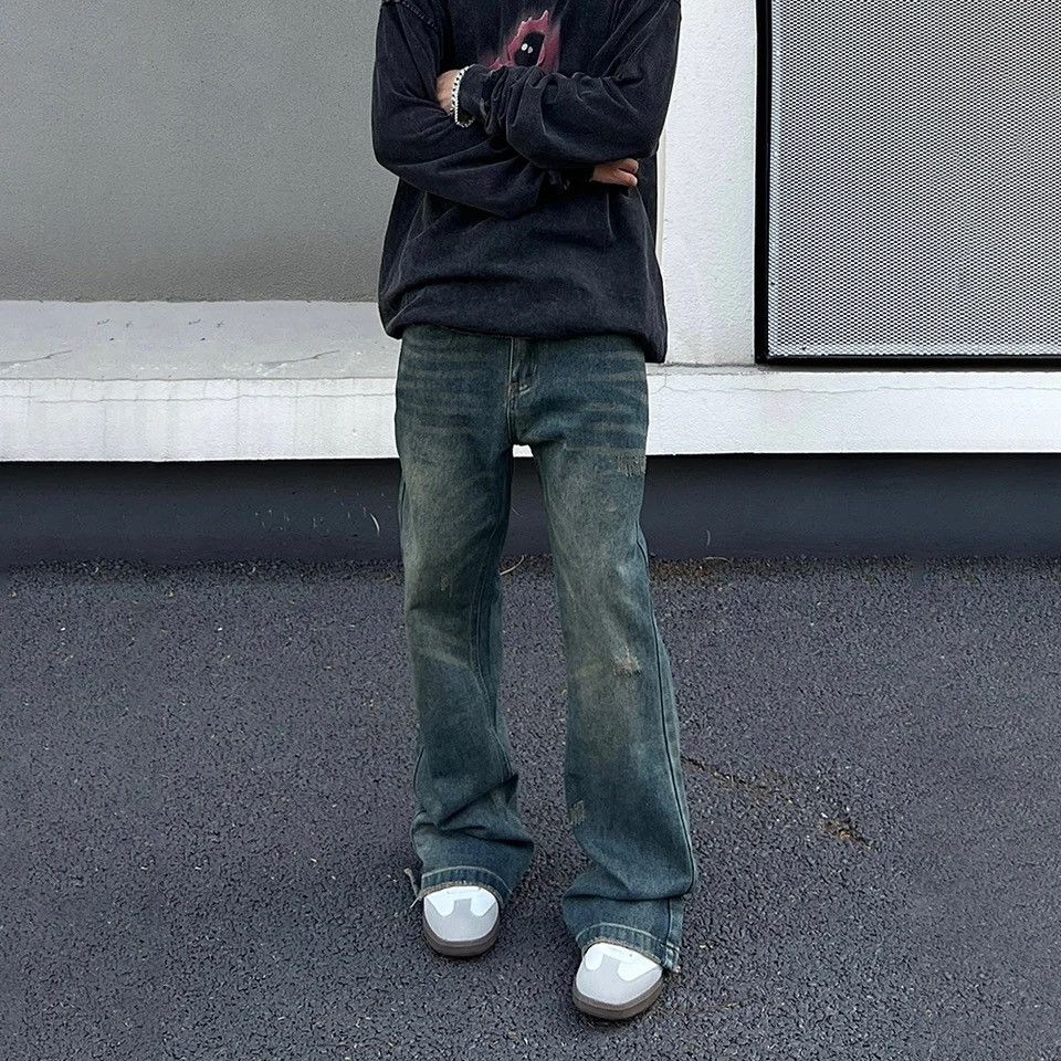 Japanese Brand × Vintage Flared Jeans Wide Leg Street Loose Trousers Ripped Vaqueros Size US 32 / EU 48 - 3 Thumbnail