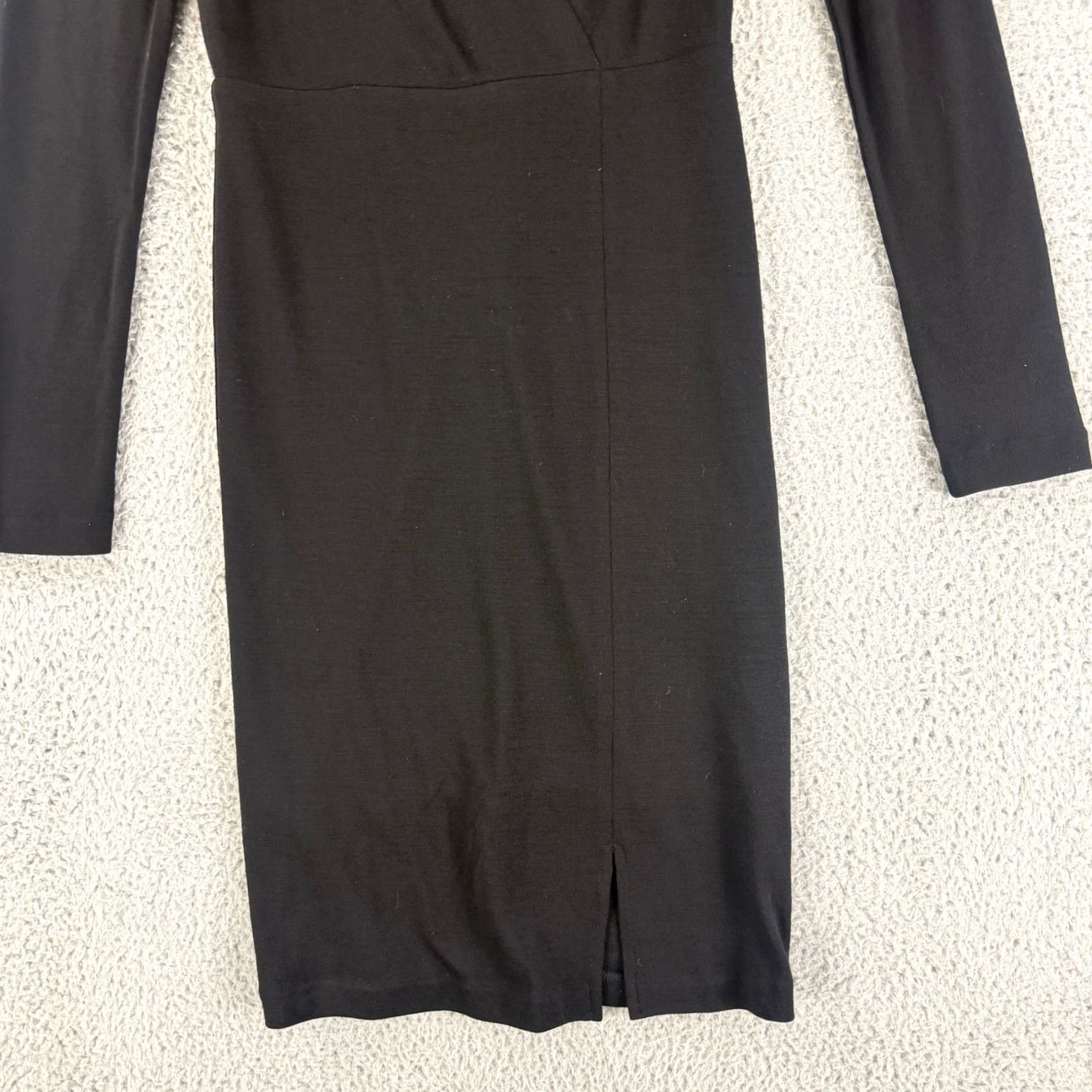Alice + Olivia Alice + Olivia Sheath Dress Womens 2 Black Long Sleeve V-Neck Wrap Front Slit Size XS / US 0-2 / IT 36-38 - 4 Thumbnail