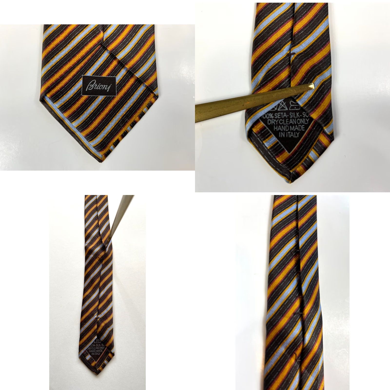 Brioni VINTAGE Brioni Men's Luxury Silk Tie Striped Hand Made in Italy Size ONE SIZE - 8 Thumbnail