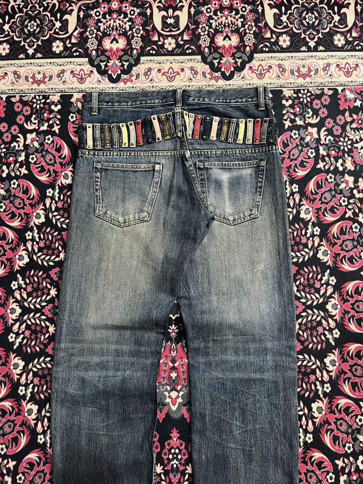 No Faith Studios Japanese Brand Bobson Double Waist Blue Washed Jeans Size US 33 - 5 Thumbnail