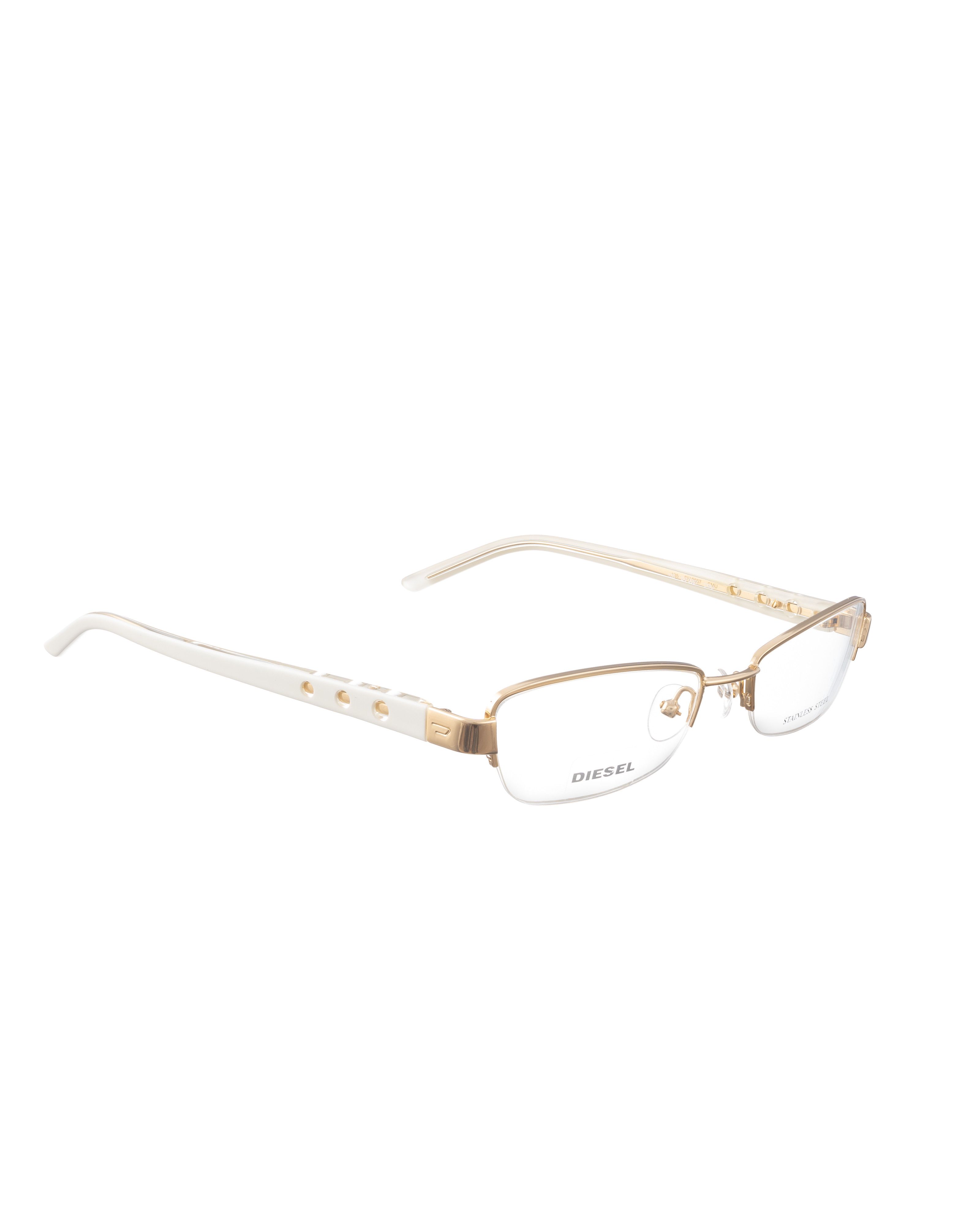 Diesel Diesel 00s White and Gold Half Rim Glasses Size ONE SIZE - 1 Thumbnail
