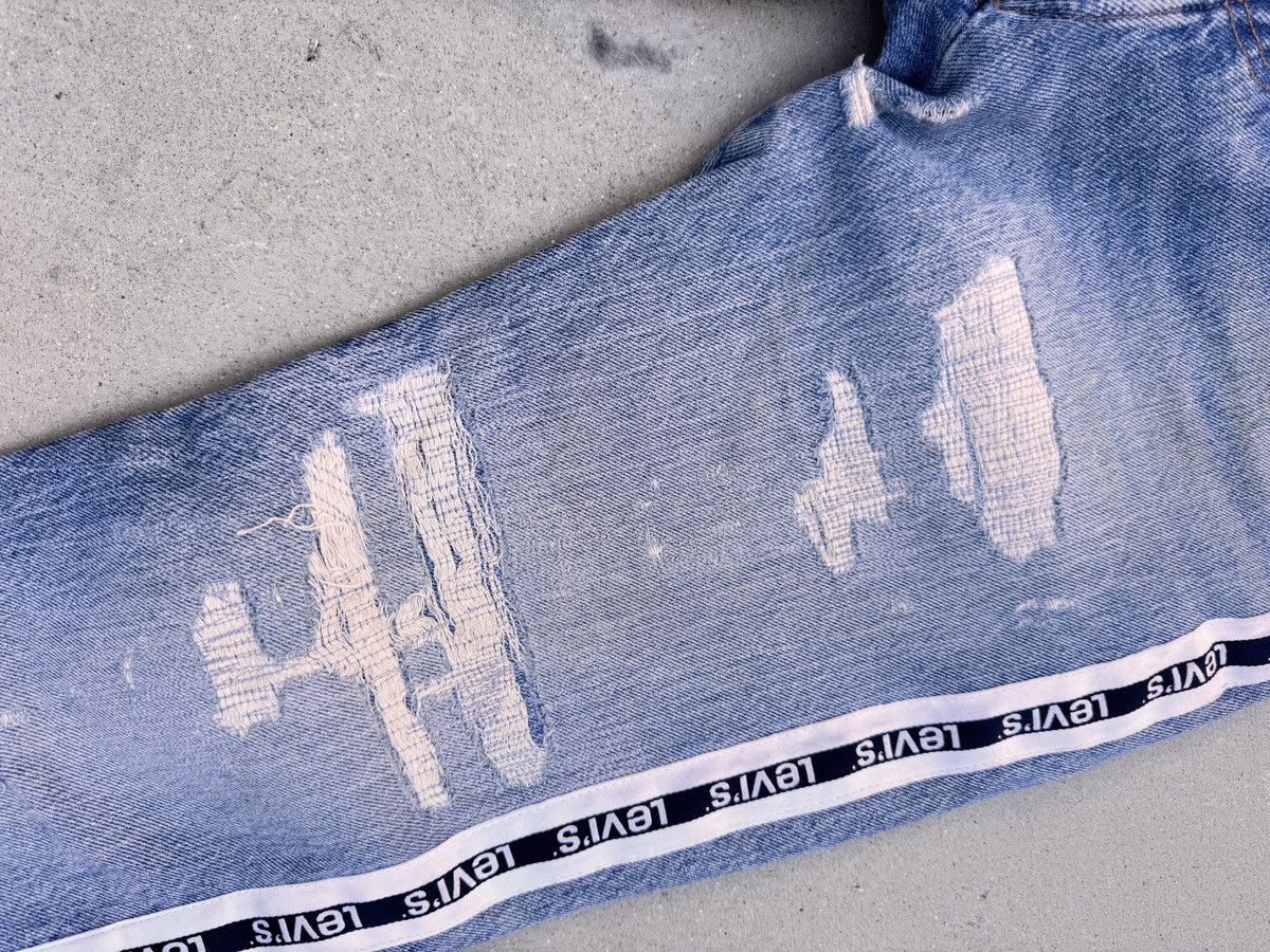 Levi's Custom Levi’s 501 Distressed Denim – Side Stripe Taped Jeans Size US 30 / EU 46 - 6 Thumbnail