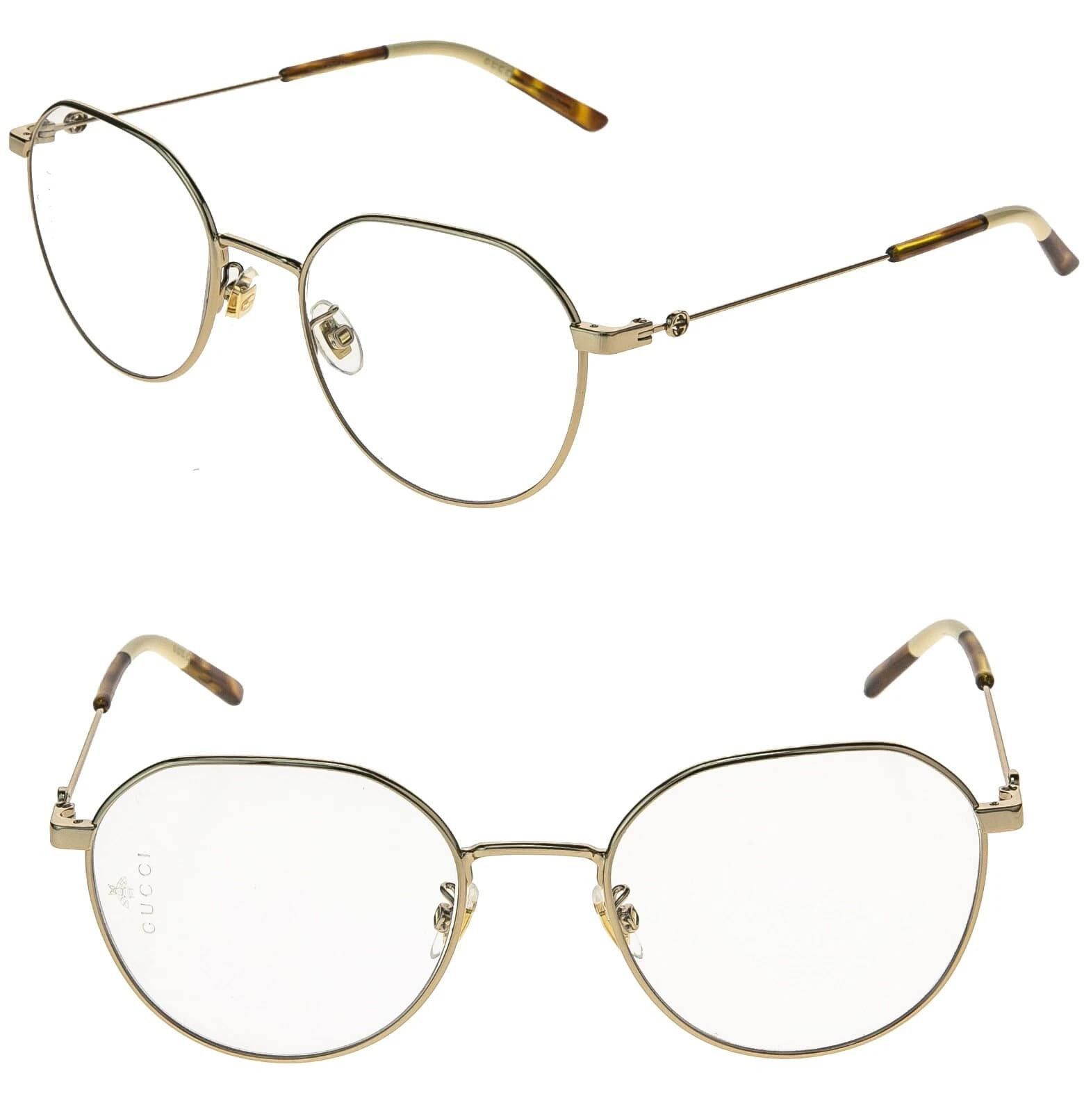 Gucci GUCCI GG0684O 0684 Gold Logo Unisex Oval Eyeglasses 001 Size ONE SIZE - 1 Thumbnail