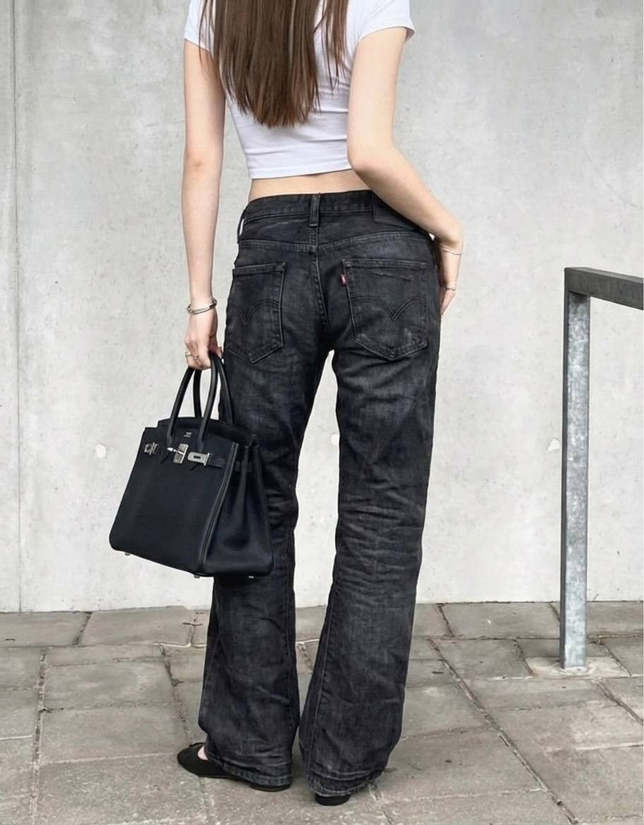 Japanese Brand flare bootcut painted black jeans Size 30" / US 8 / IT 44 - 2 Thumbnail