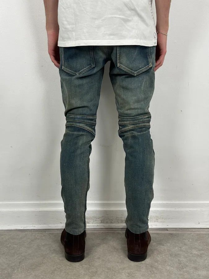 Balmain 2000s Balmain Blue Washed Biker Technical Jeans Size US 32 / EU 48 - 4 Thumbnail