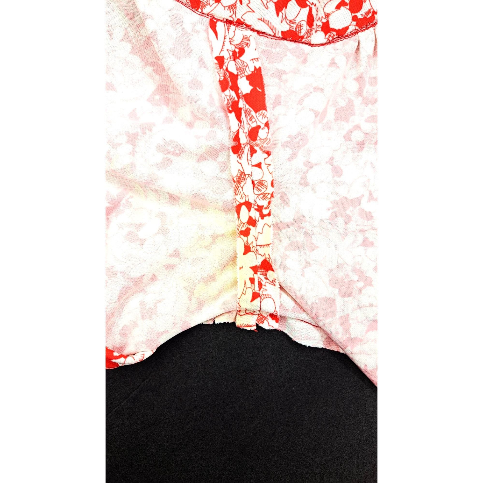 Handmade Vintage Red White Floral Short Sleeve Women Top Handmade 70s Size L / US 10 / IT 46 - 9 Thumbnail