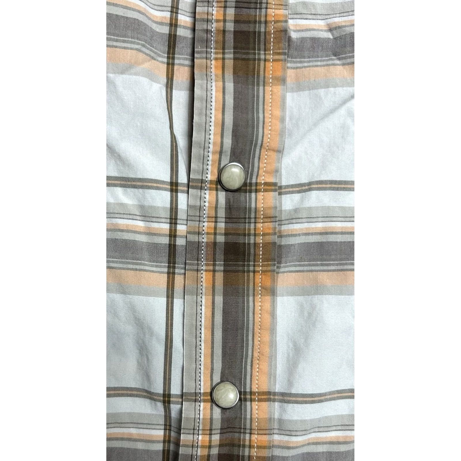 Lucky Brand VINTAGE Lucky Brand Pearl Snap Brown Plaid Shirt Mens Large Brown Plaid Short Sleeve Size US L / EU 52-54 / 3 - 2 Thumbnail