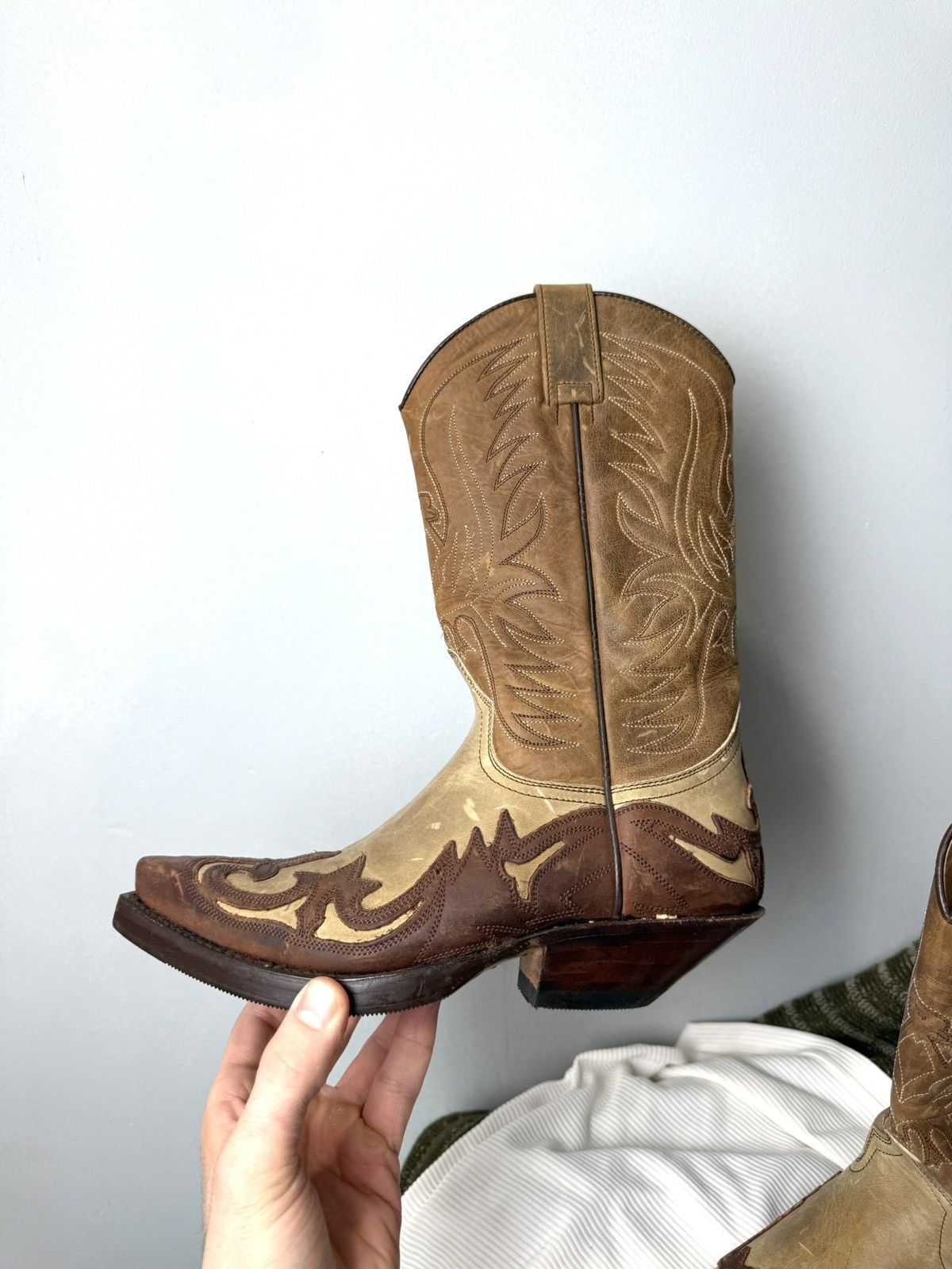 Cowboy Equipment 💥Rare! Vintage Sendra Western Leather Cowboy Boots Size US 6 / IT 36 - 2 Thumbnail