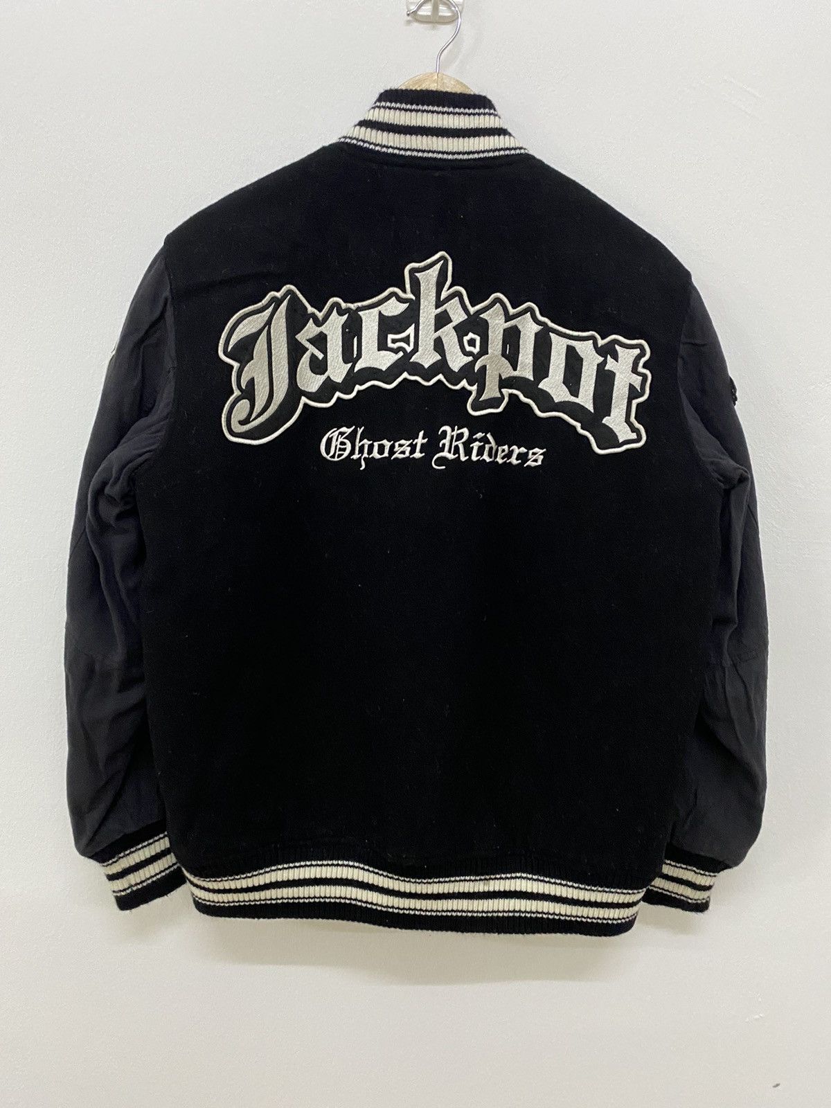 Japanese Brand Nylaus Jeans Jackpot Ghost Rider Varsity Jacket Size US L / EU 52-54 / 3 - 2 Thumbnail