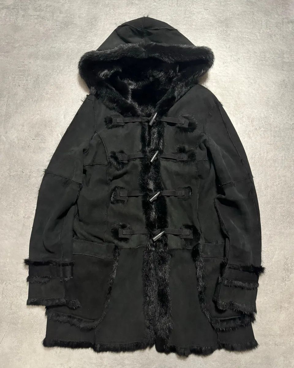 Armani 2000s Armani Reversible 2 in 1 Avant-Garde Black Rustic Fur Jacket Size S / US 4 / IT 40 - 2 Thumbnail