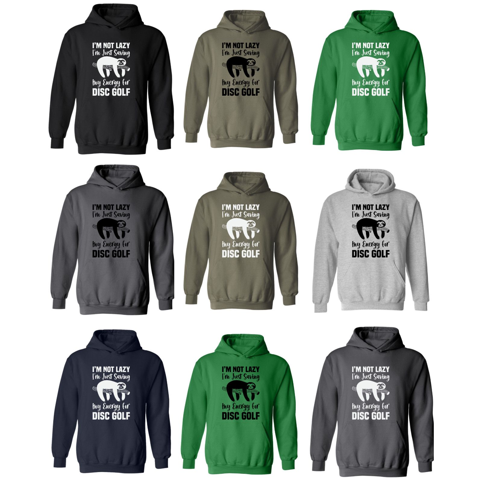 Gildan Disc Golf Hoodie LAZY SLOTH Discgolfing Funny Sweatshirt Size US L / EU 52-54 / 3 - 2 Thumbnail