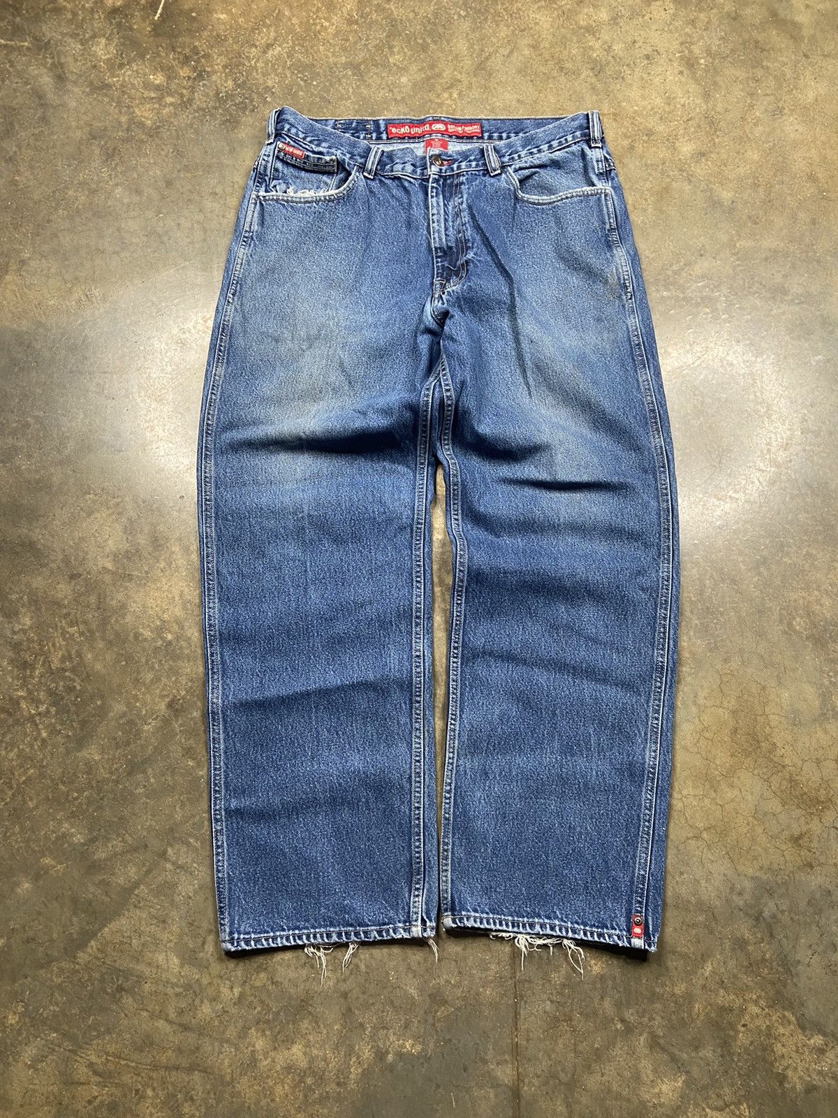 Ecko Unltd. Crazy Vintage Baggy Wide Loose Jnco Style Distressed Jeans Size US 36 / EU 52 - 3 Thumbnail