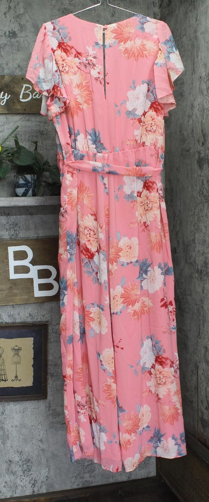 Other Nwt City Chic Floral V-neck Belted Jumpsuit Pink Multi 20w Size 42" / US 20 - 2 Thumbnail