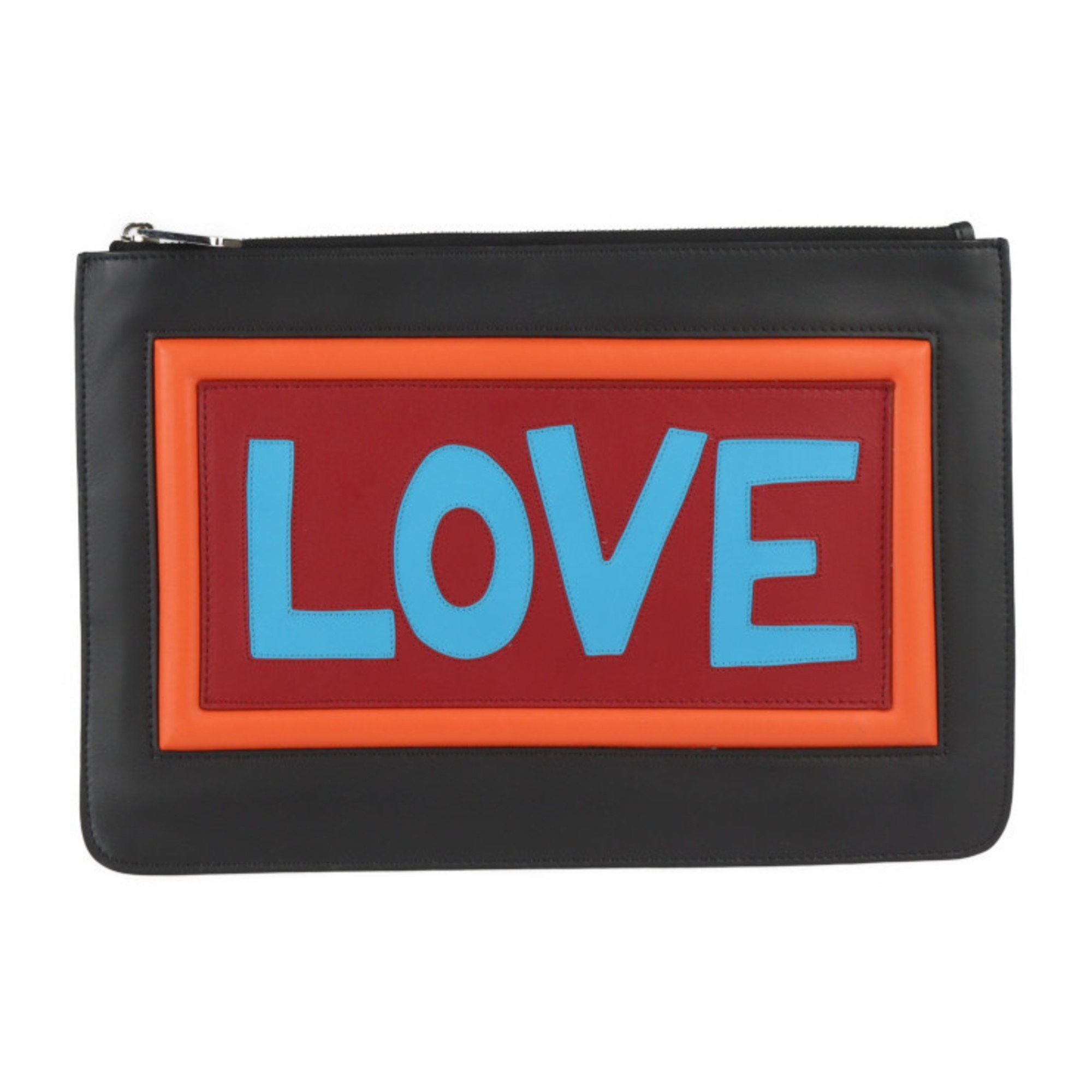 Fendi FENDI Pouch Second Bag 7N0078 Leather Black Multicolor Clutch LOVE Size ONE SIZE - 1 Thumbnail