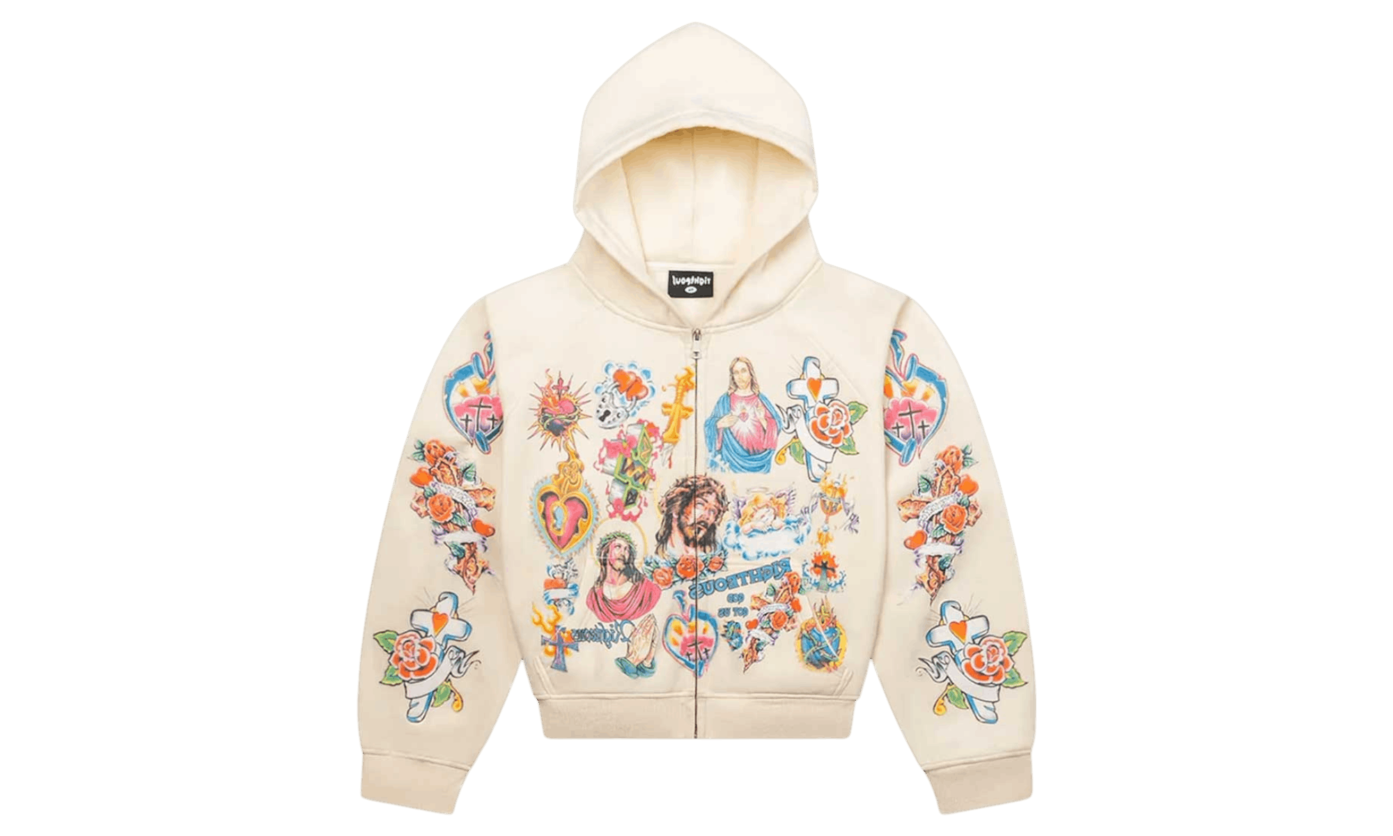 Other We Are Righteous Risen King Cream Cropped Zip-Up Hoodie Size US S / EU 44-46 / 1 - 1 Thumbnail