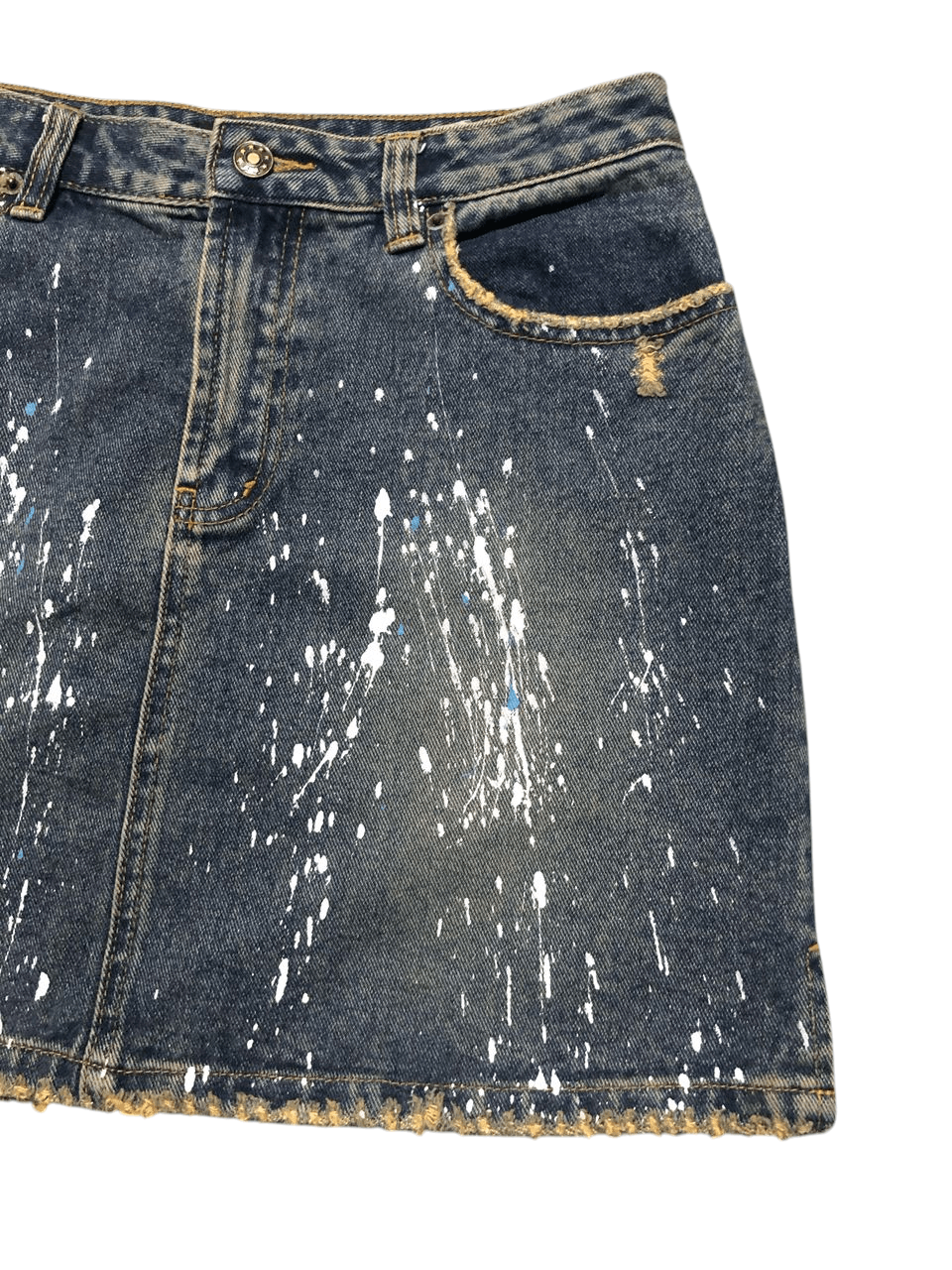 If Six Was Nine Japanese MouthValley Painters Denim Skirt Distressed Design Size 30" / US 8 / IT 44 - 3 Thumbnail