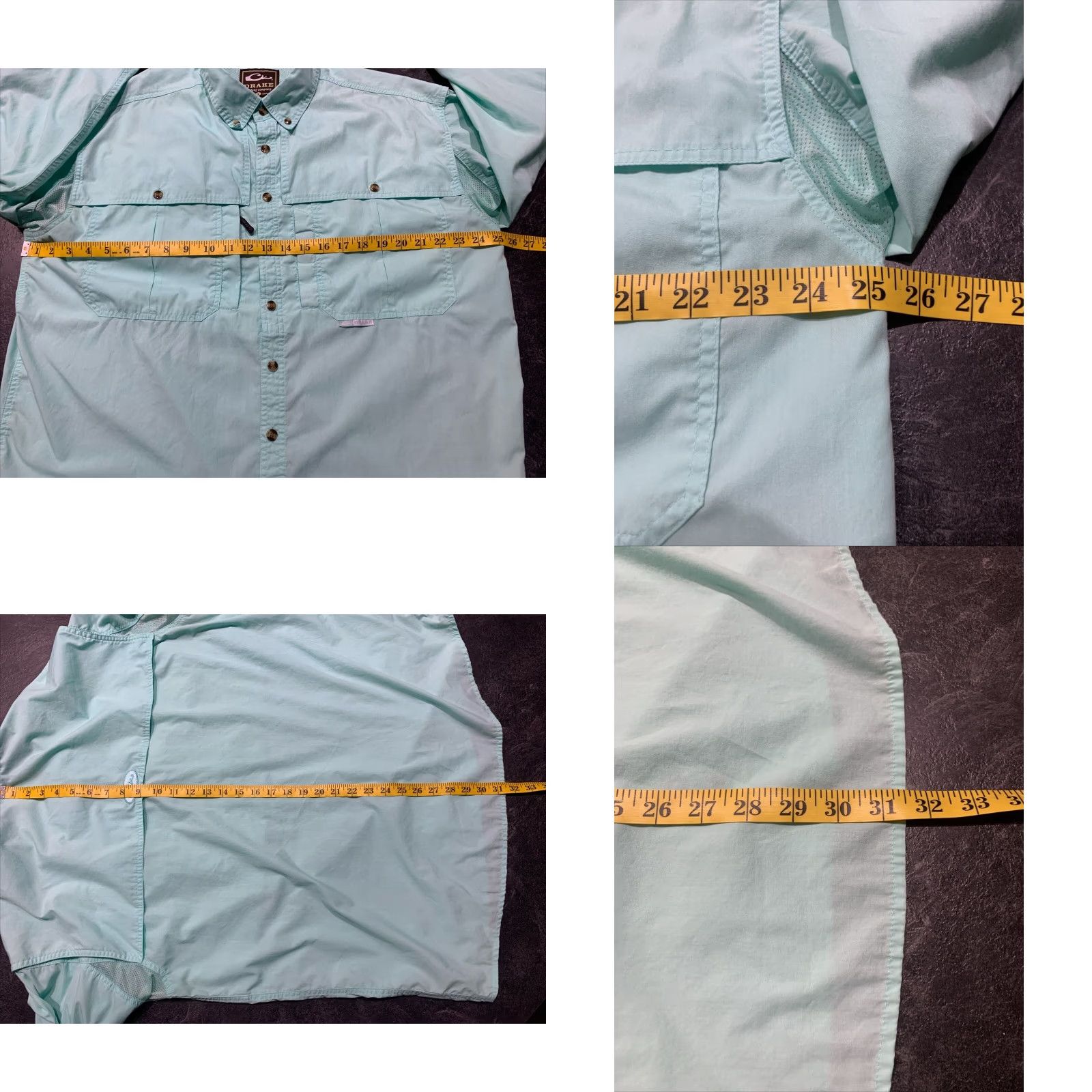 Vintage VINTAGE Drake Men Plaid Button Up Long Sleeve Shirt Aqua Large Regular Fit Outdoor Pockets Mens Size US L / EU 52-54 / 3 - 8 Thumbnail