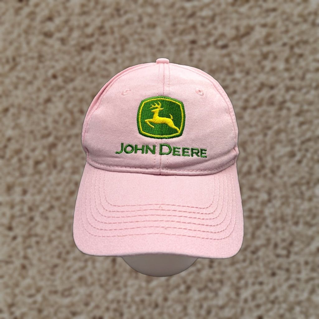John Deere John Deere Hat Cap Snap Back Adult One Size Pink 100% Cotton Farm Equipment Size ONE SIZE - 1 Thumbnail