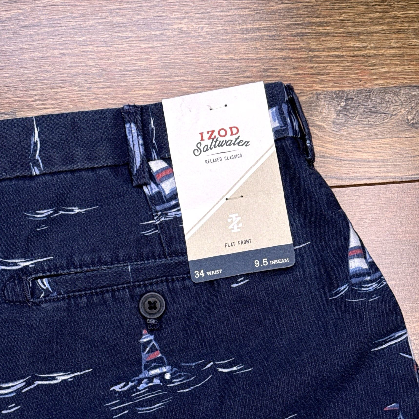 Izod IZOD Saltwater Shorts Mens 34W Navy Chino 9.5 Inch Inseam Lighthouses New Size US 34 / EU 50 - 7 Thumbnail
