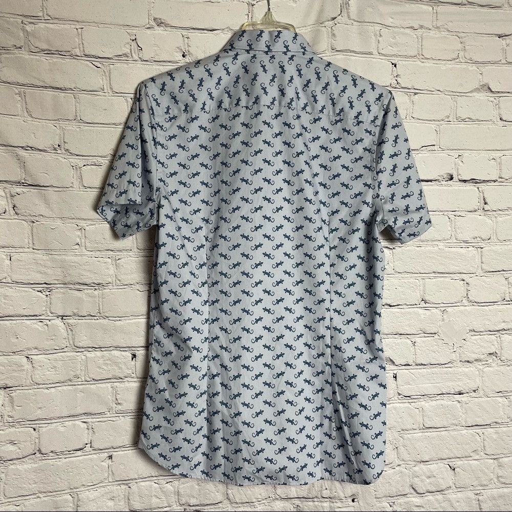 Ted Baker New Ted Baker Short Sleeve Lizard Print Cotton Shirt Size 2 Size US M / EU 48-50 / 2 - 3 Thumbnail