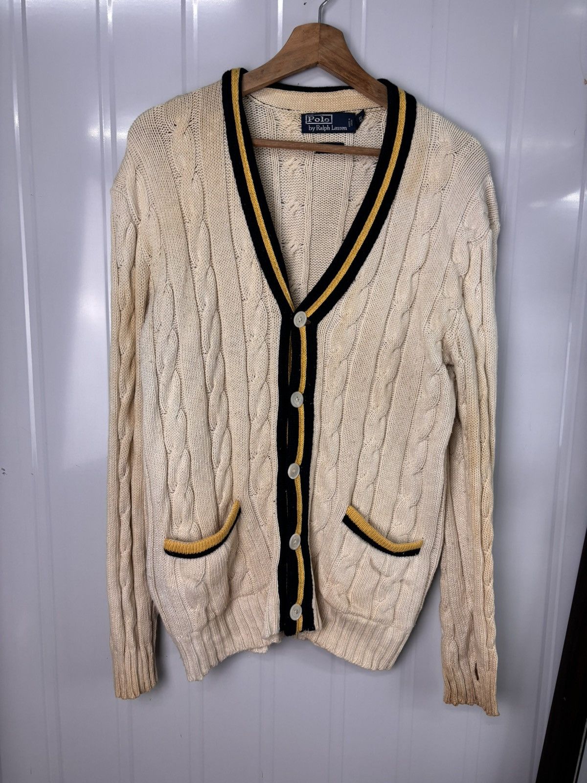 Polo Ralph Lauren RARE! Vintage 90’s Polo Ralph Lauren Cable-Knit Size US M / EU 48-50 / 2 - 1 Thumbnail