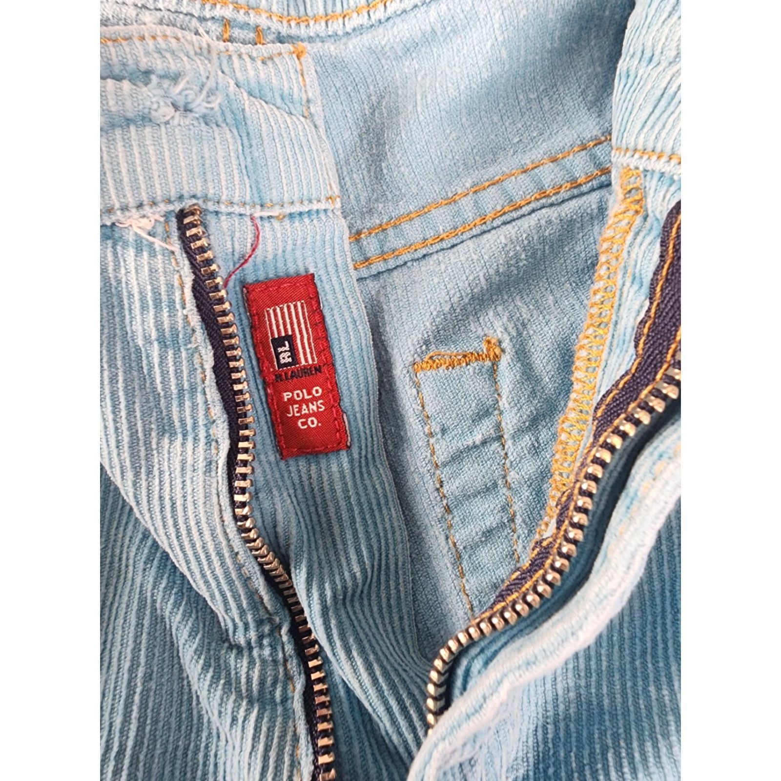 Ralph Lauren VINTAGE Ralph Lauren Polo Jeans Company Saturday Blue Corduroy Pants Women's 12x30 Flat Front 100% Cotton Zip Fly Logo Size 34" / US 12 / IT 48 - 2 Thumbnail