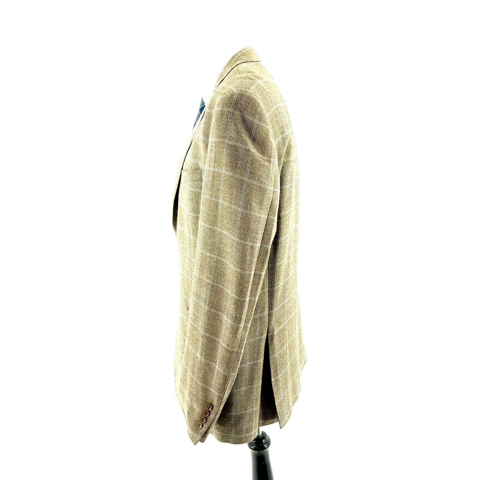 Joseph Abboud Joseph Abboud Silk Bamboo 2 Button Sport Coat Tan Sharkskin Size 40L - 4 Thumbnail