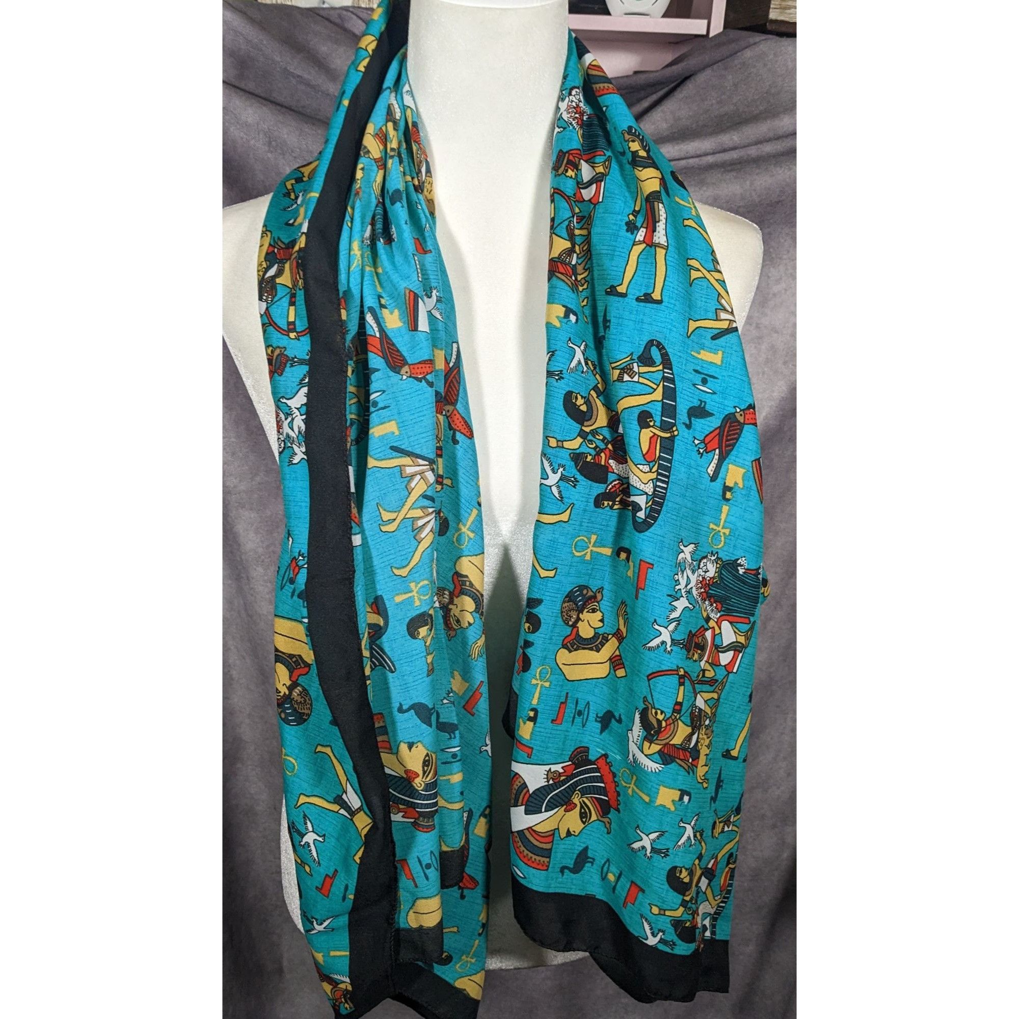 Other Vintage Teal Egyptian Souvenir Ehab Scarf Size ONE SIZE - 9 Thumbnail