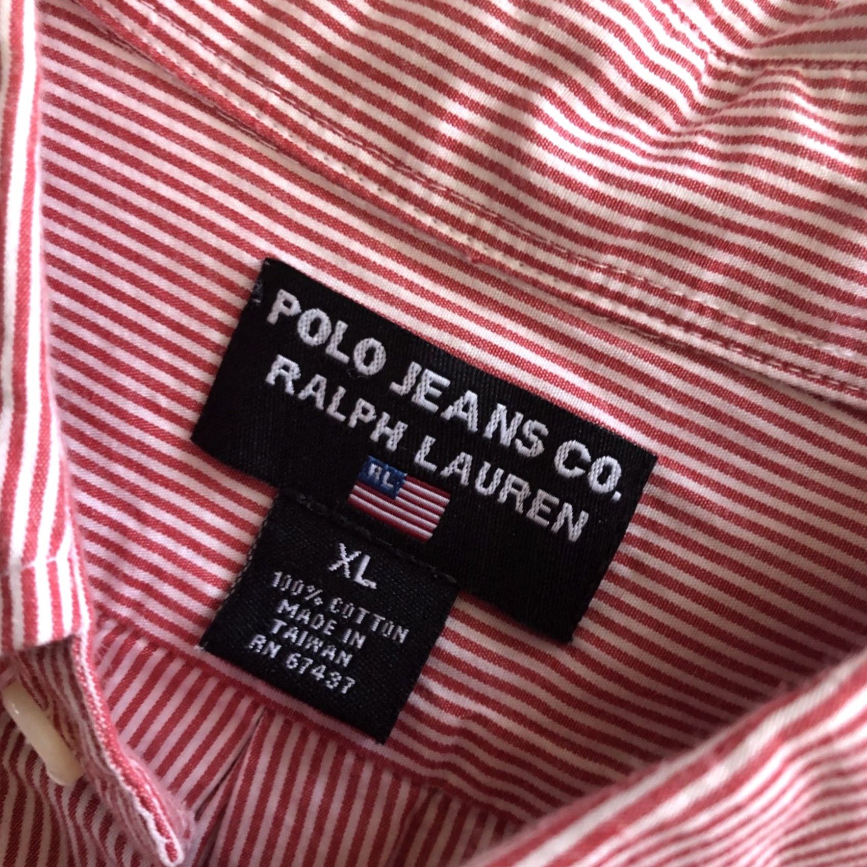Vintage Polo Jeans Co Ralph Lauren Mens Dress Shirt XL Red White Striped Button-Down Formal Shirt Men XS? Size 46R - 3 Thumbnail