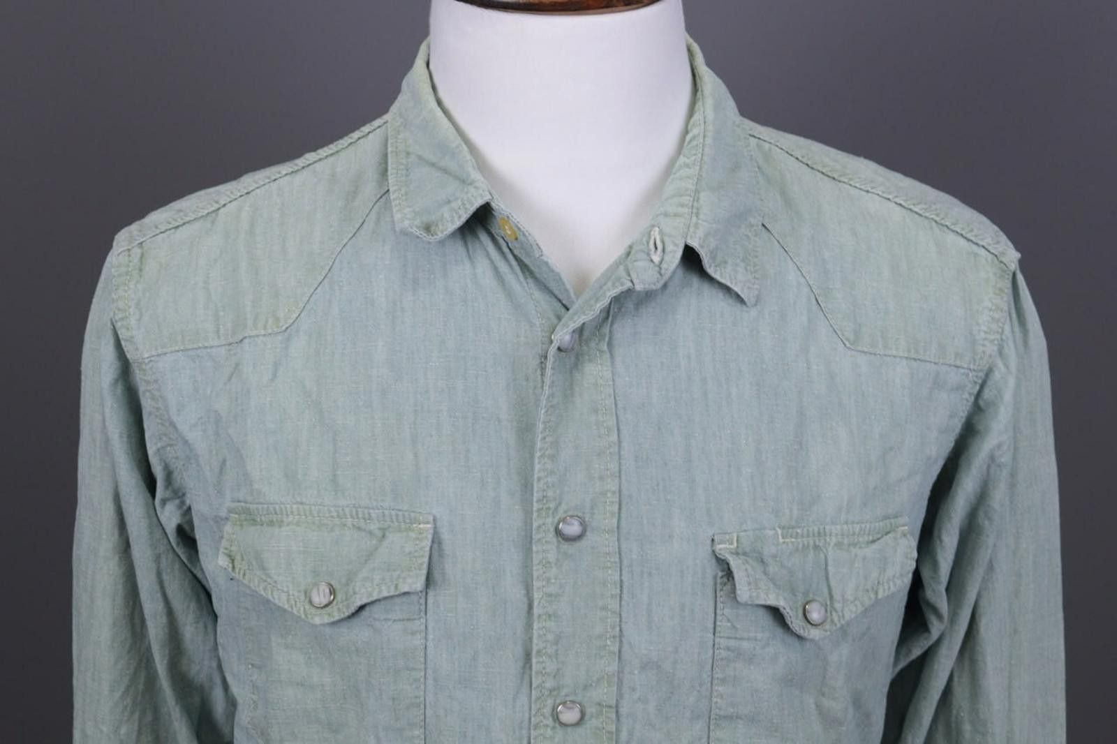 Edwin Edwin Japanese Denim Pockets Snap Overshirt Shirt Size M Size US M / EU 48-50 / 2 - 3 Thumbnail