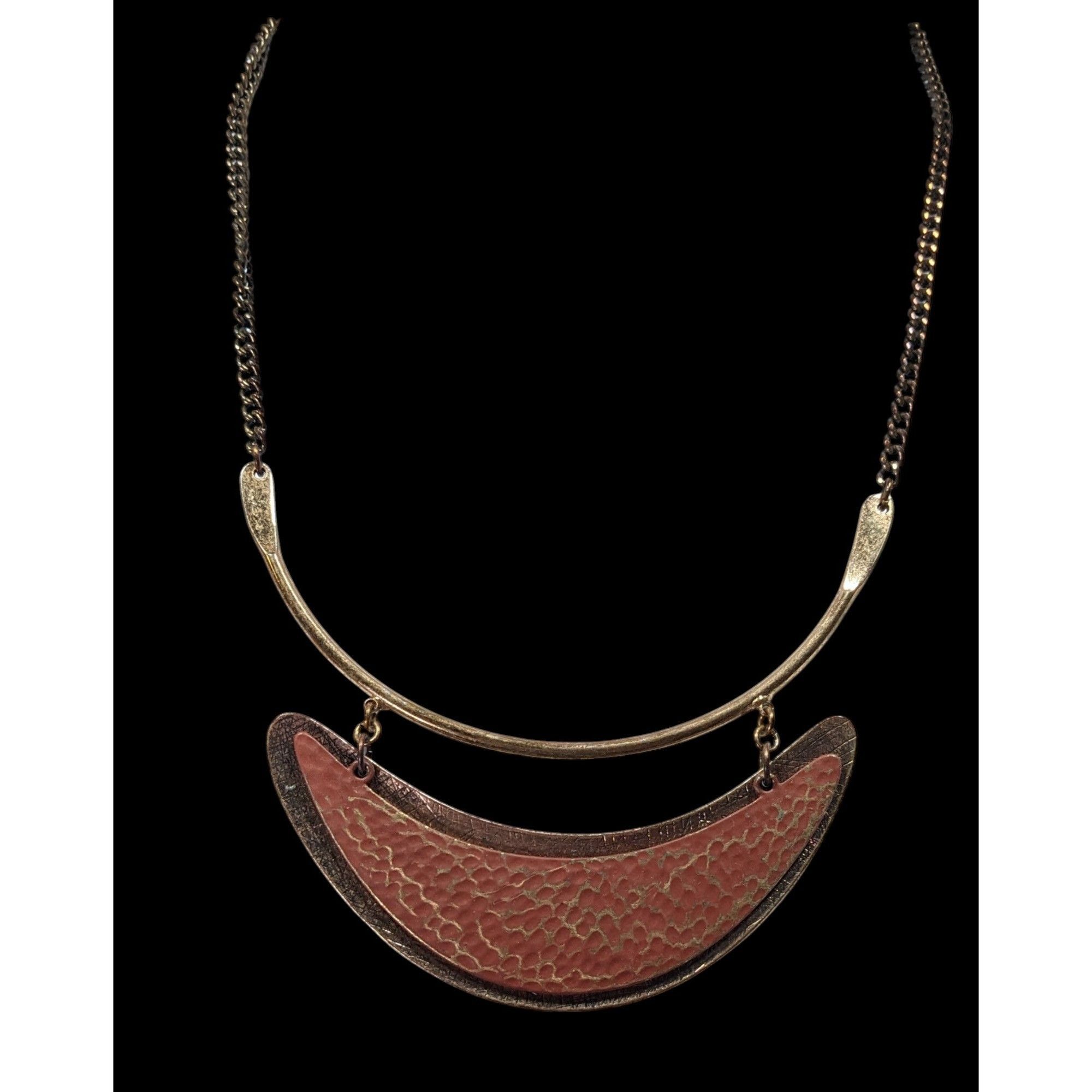 Other Brutalist Distressed Gold Tone And Brown Statement Necklace Size ONE SIZE - 5 Thumbnail