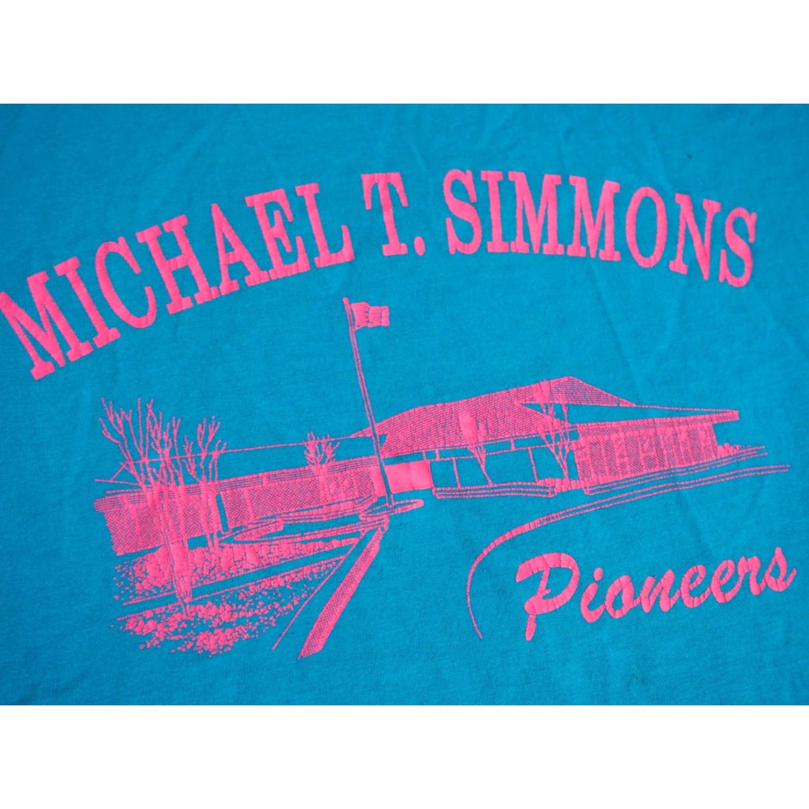 Vintage VINTAGE Oneita Tee Shirt M Blue 80s 90s VTG PNW Tumwater Pioneers School WA USA Mens M T-Shirt Graphic Tee Size US M / EU 48-50 / 2 - 6 Thumbnail