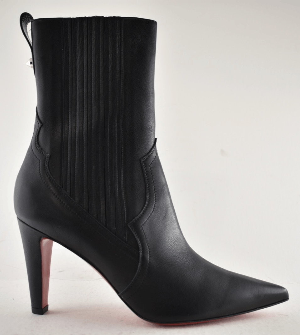 Christian Louboutin Santigag 85 Black Calf Leather Mid Calf Ankle Heel Boot 37 Size US 7 / IT 37 - 2 Thumbnail