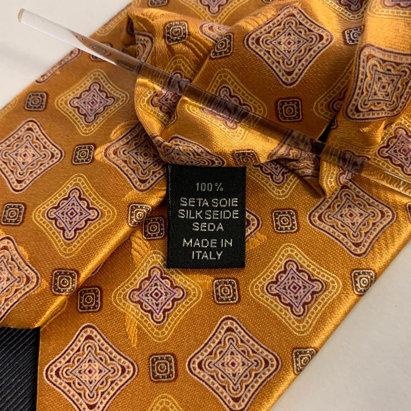 Ermenegildo Zegna ERMENEGILDO ZEGNA One Size Orange Rust Silk Tie Size ONE SIZE - 3 Thumbnail