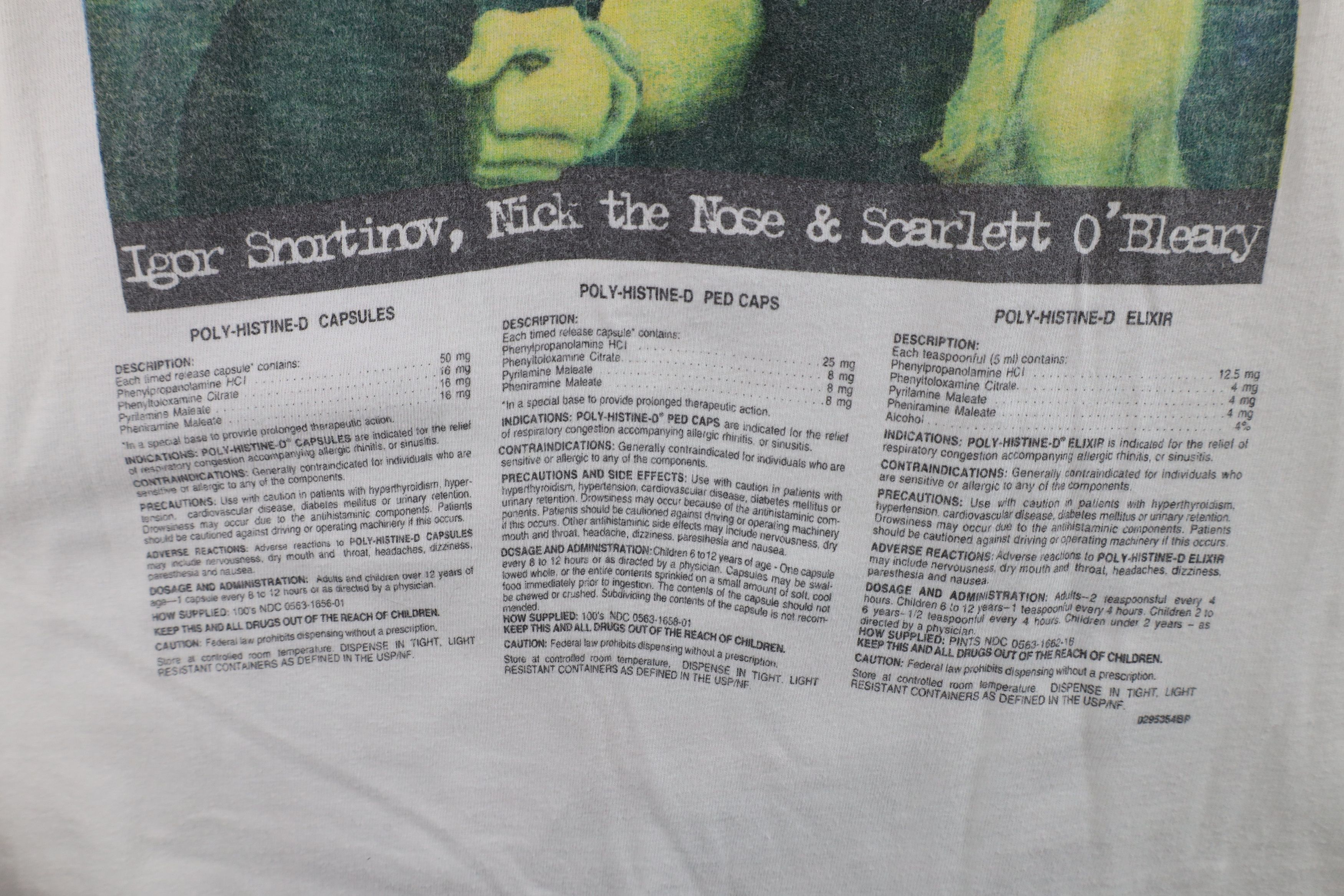 Vintage Vintage 90s Poly Histine D Antihistamine Cartoon T-Shirt USA Size US XXL / EU 58 / 5 - 11 Thumbnail