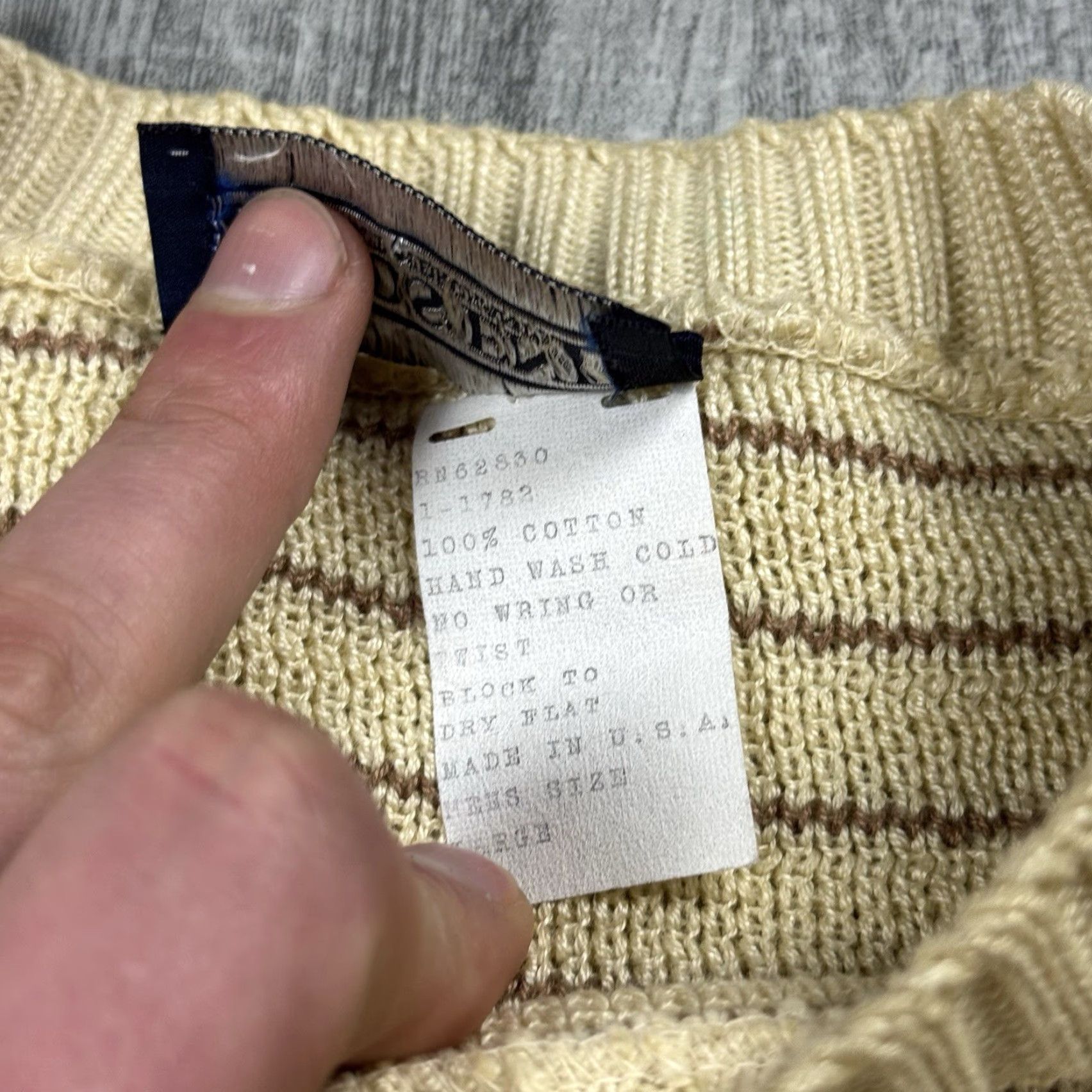 Vintage VINTAGE 90s LAND'S END MENS BIRDSEYE KNIT PULLOVER SWEATER BEIGE M Size US M / EU 48-50 / 2 - 7 Thumbnail