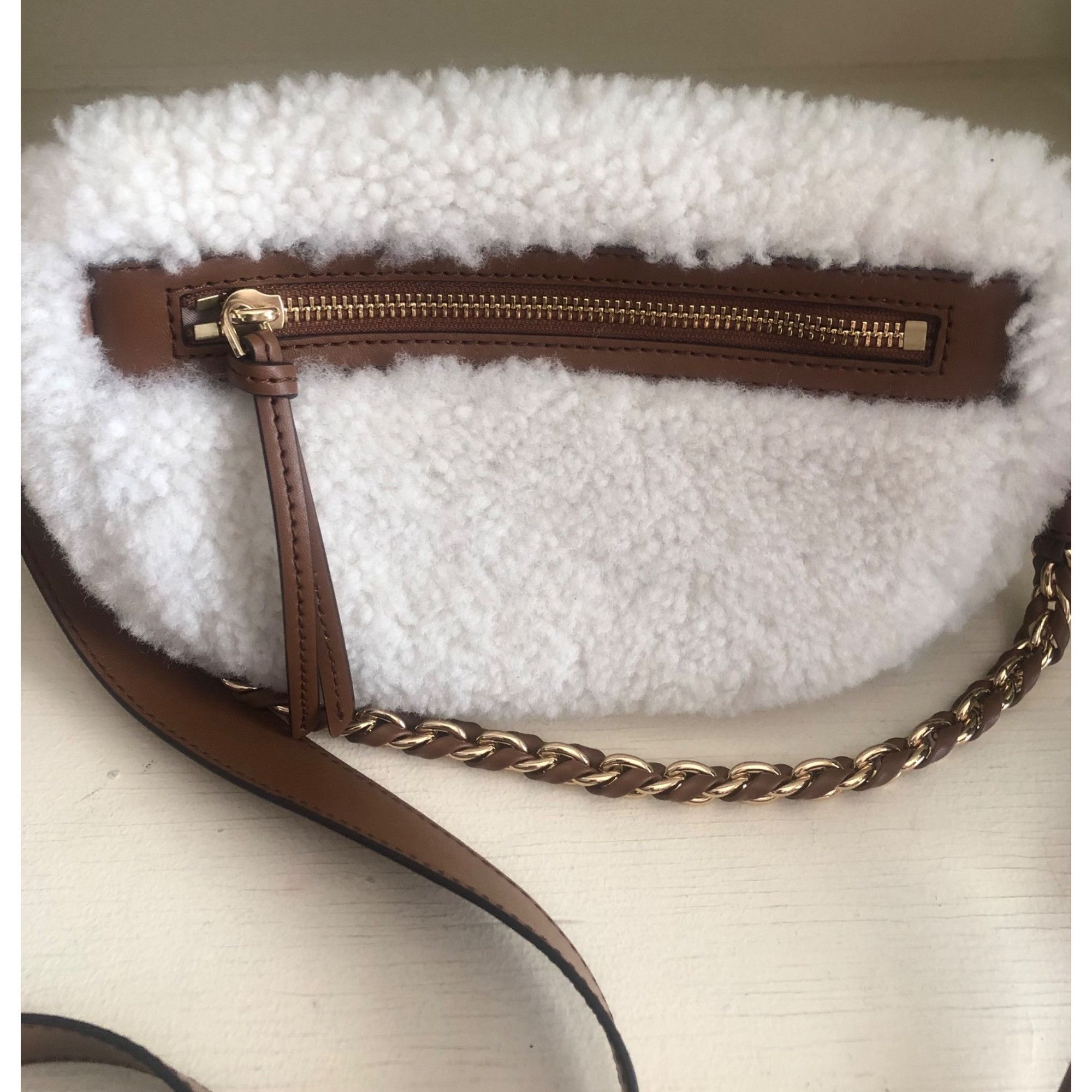 Michael Kors NWT MICHAEL KORS Sling Sherpa Gold Chain Messenger Handbag w Size ONE SIZE - 4 Thumbnail
