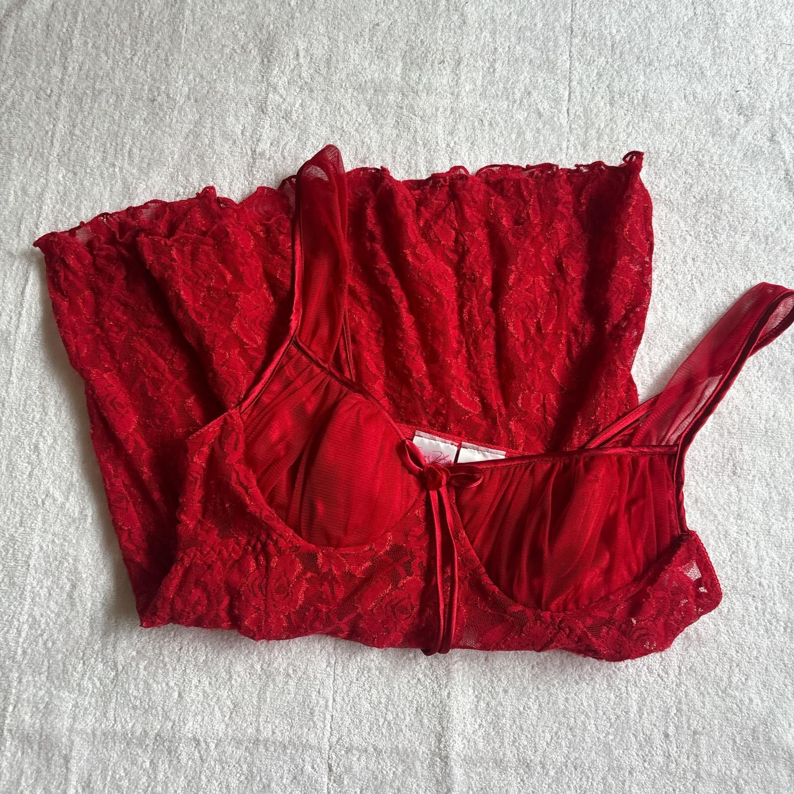 Other vintage red lace lingerie slip top Size L / US 10 / IT 46 - 2 Thumbnail