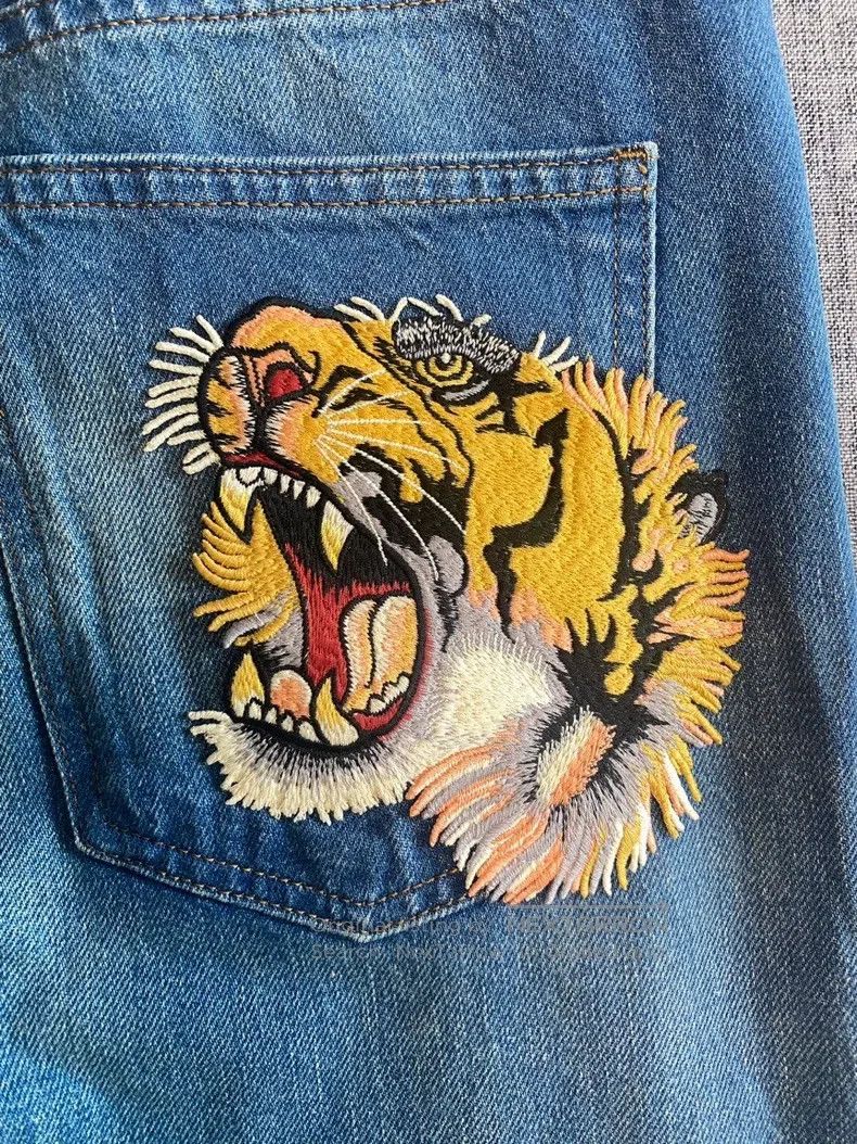 Gucci Gucci Embroidered tiger head patch jeans Size US 33 - 4 Thumbnail
