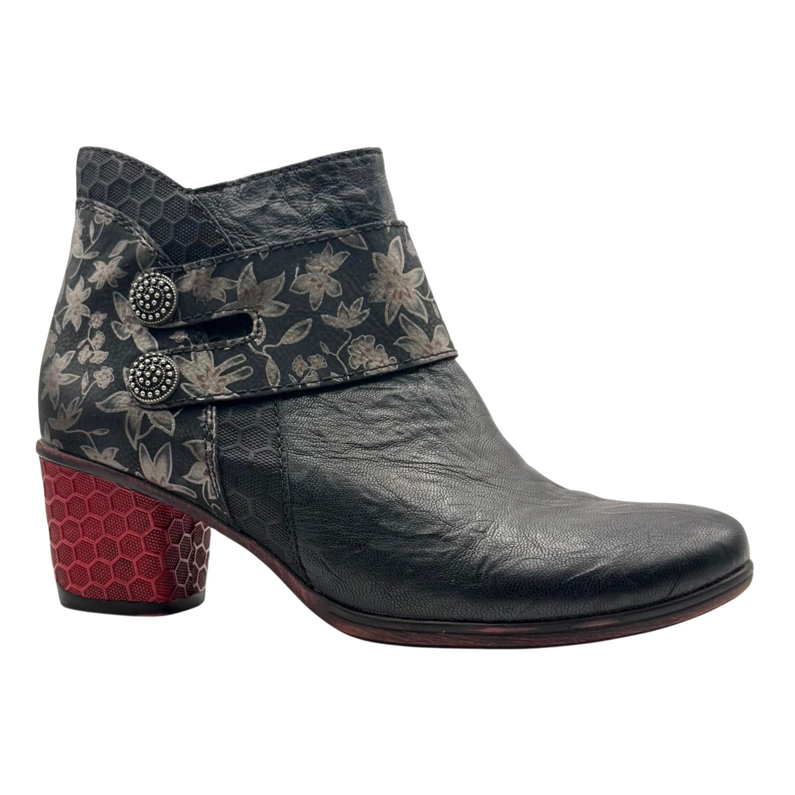 Other Remonte Black Floral Ankle Boot 39 8.5 Boho Artsy Comfort Size US 8.5 / IT 38.5 - 1 Thumbnail