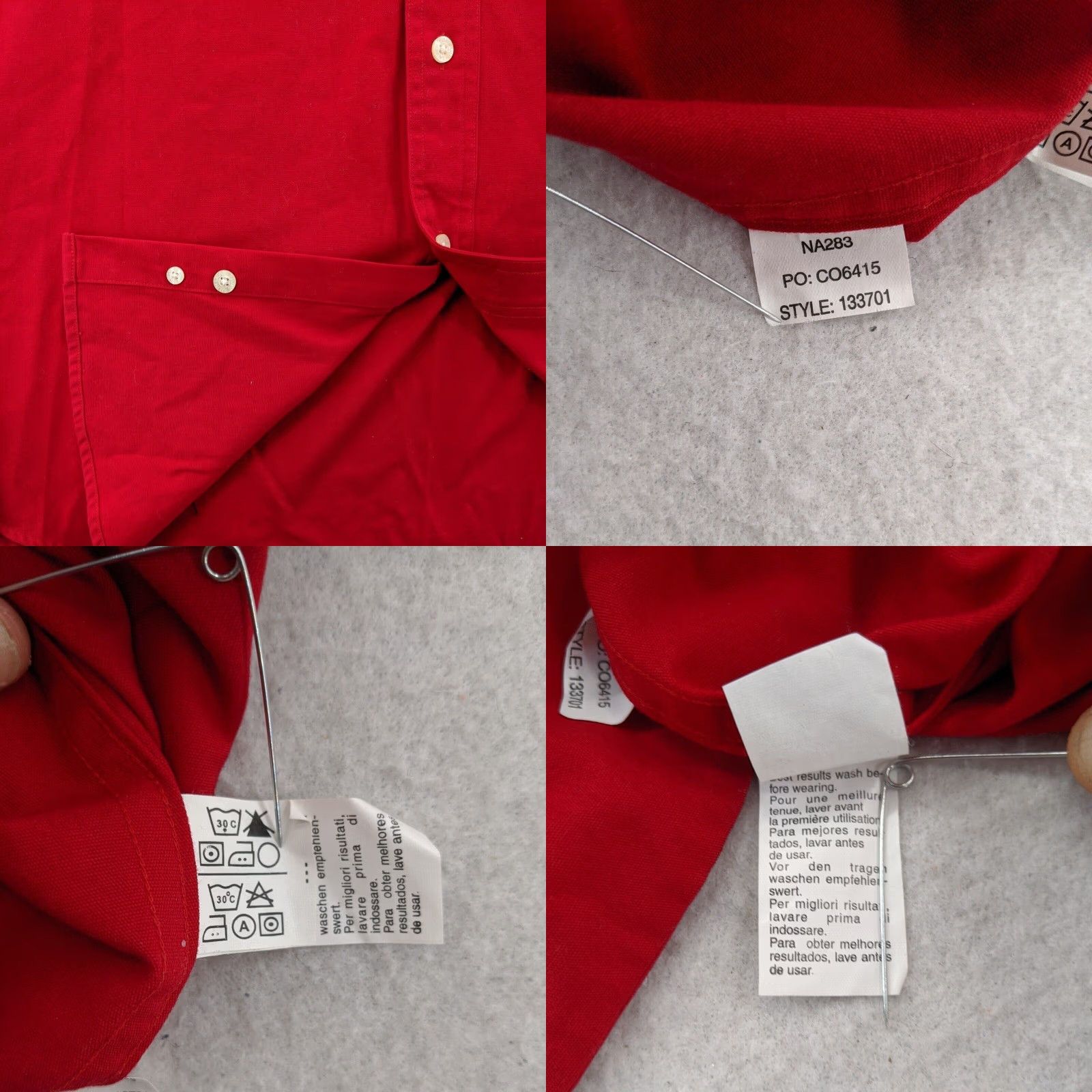 Chaps Ralph Lauren Mens Large Red Cotton Shirt Size US L / EU 52-54 / 3 - 8 Thumbnail