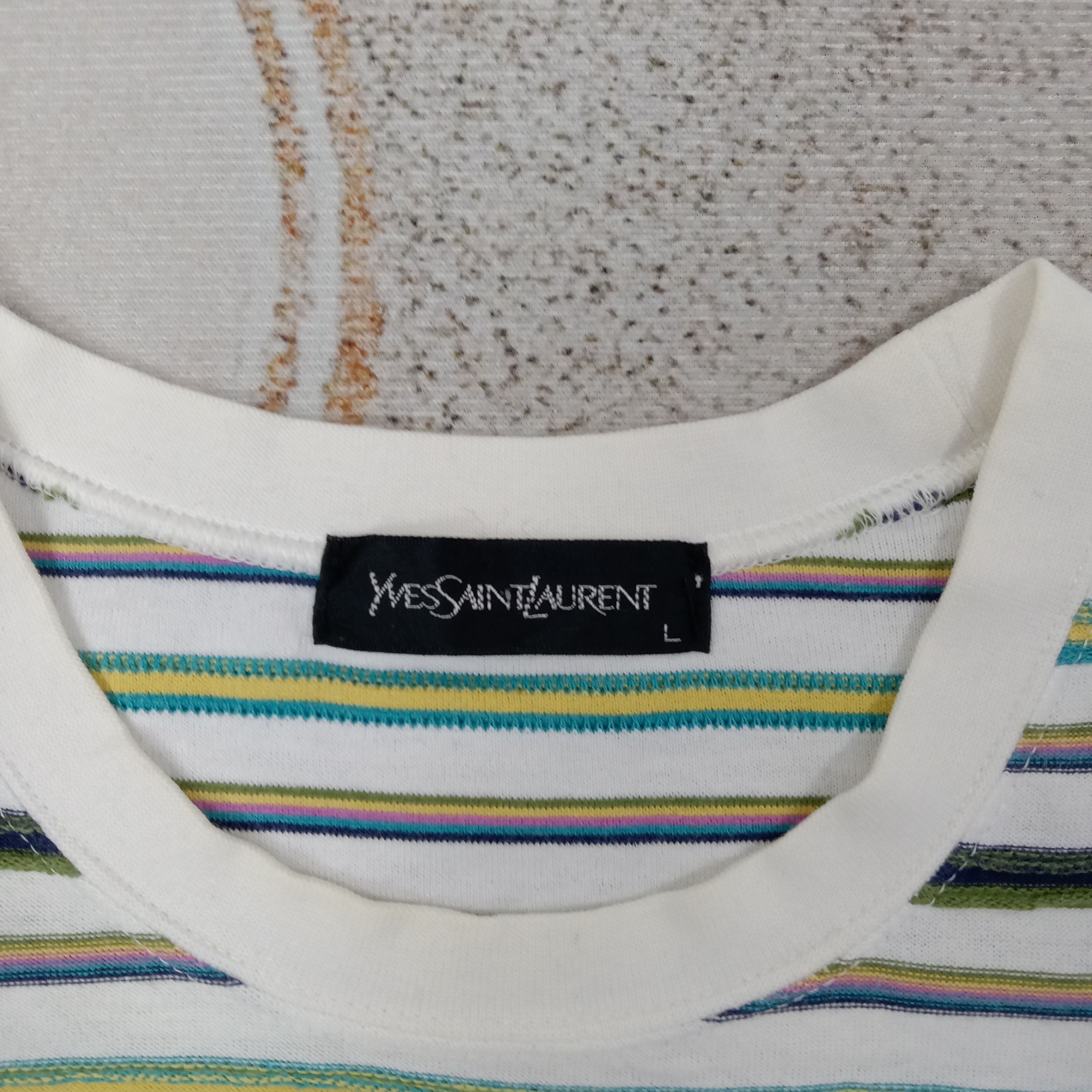 Yves Saint Laurent Yves Saint Laurent Stripes Multicolor Tshirt C259N2 Size US L / EU 52-54 / 3 - 3 Thumbnail